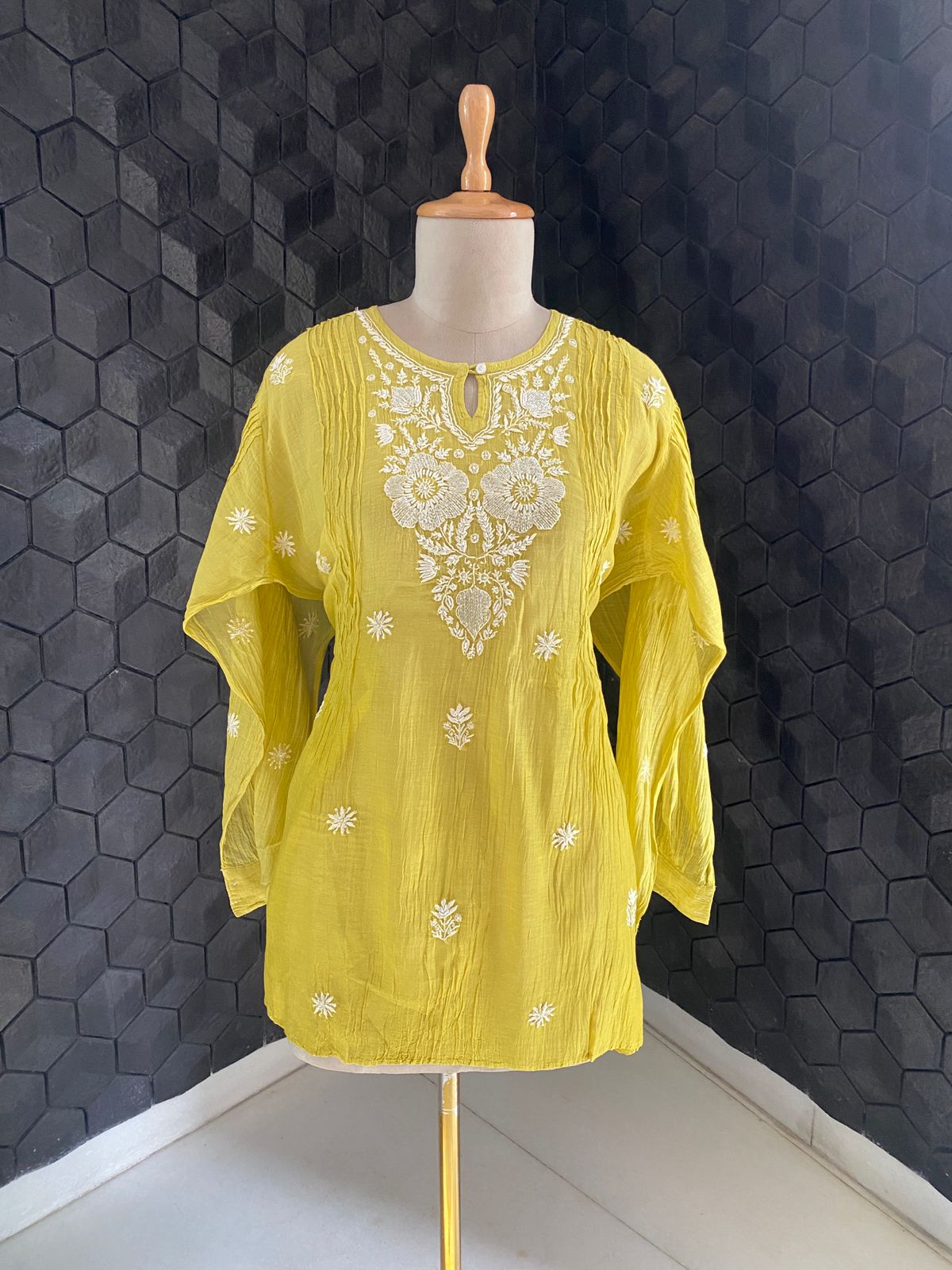 Mustard Yellow Chikankari Co-ord Set