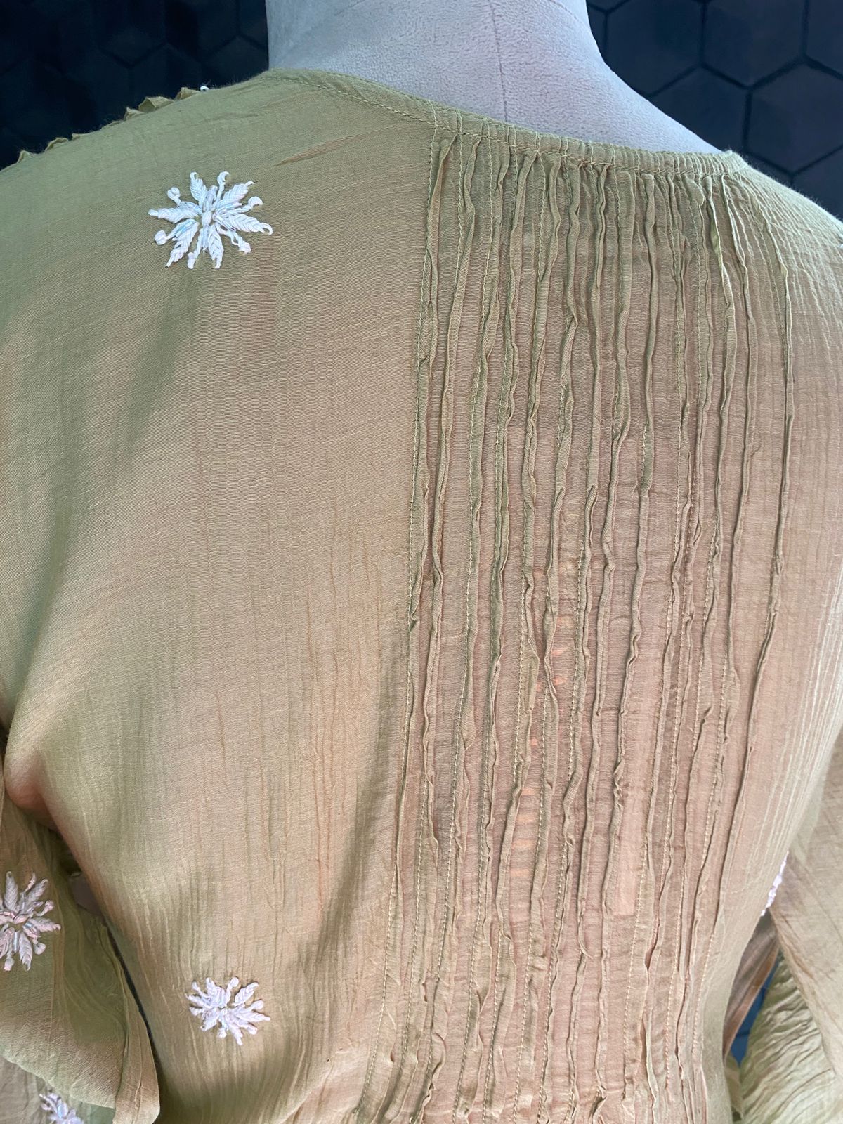 Olive Green Chikankari Co-ord Set