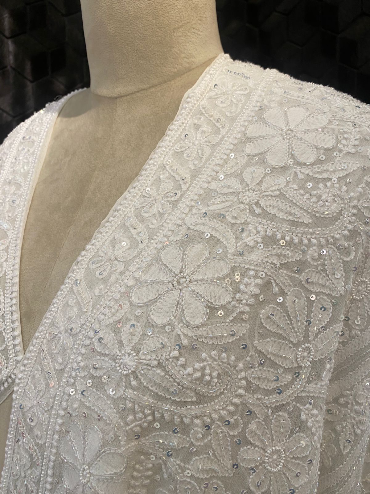 Ivory Chikankari Georgette Lehenga Set