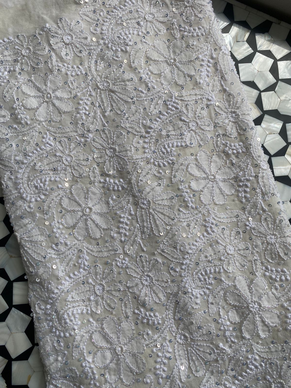 Ivory Chikankari Georgette Lehenga Set