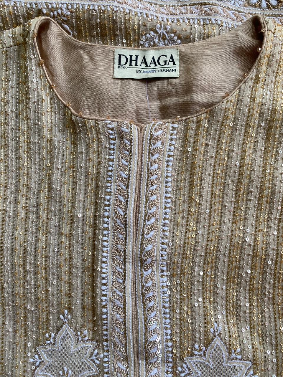 Beige Georgette Embroidered Gilet Set
