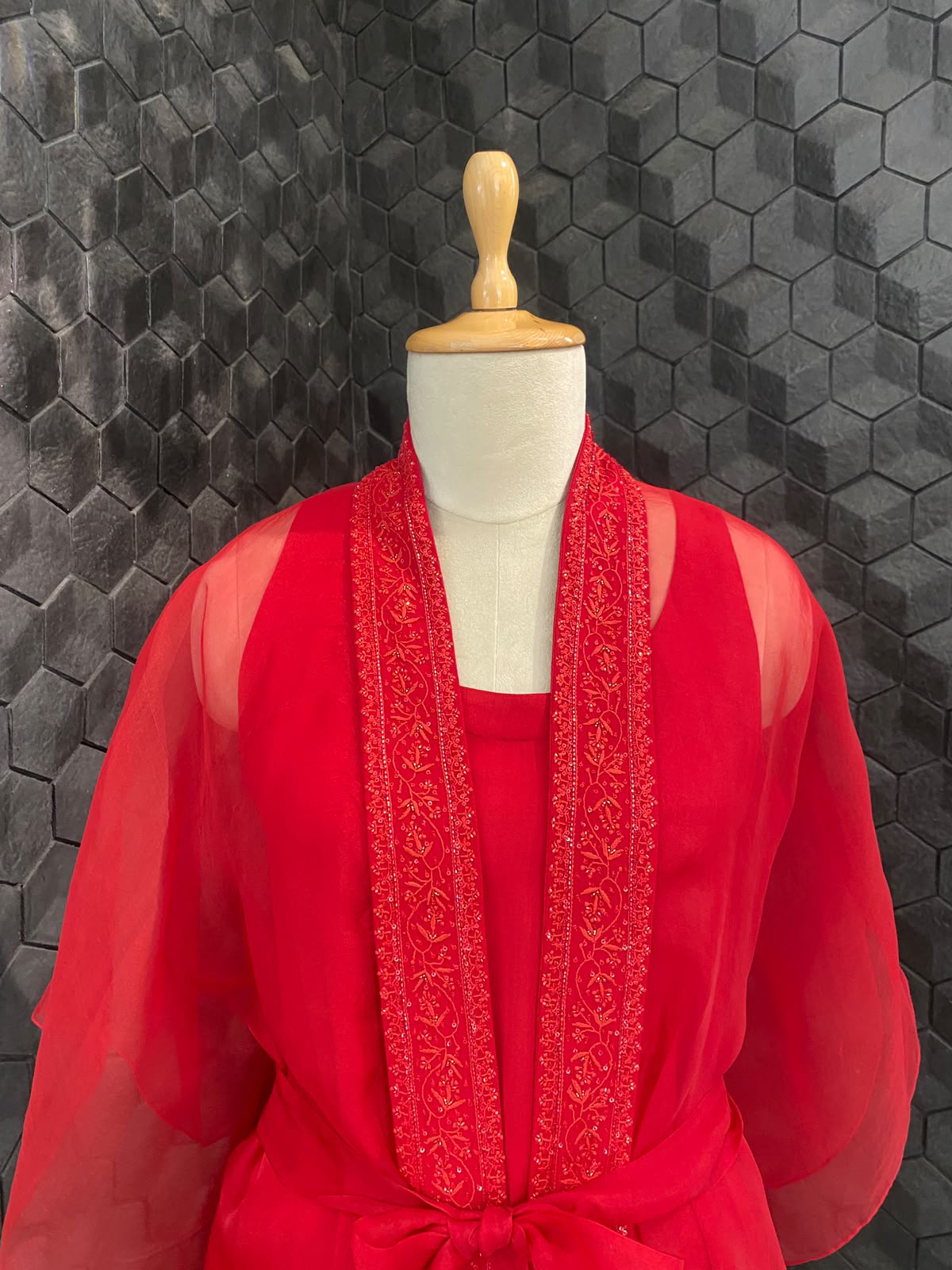 Red Organza Co-Ord Set