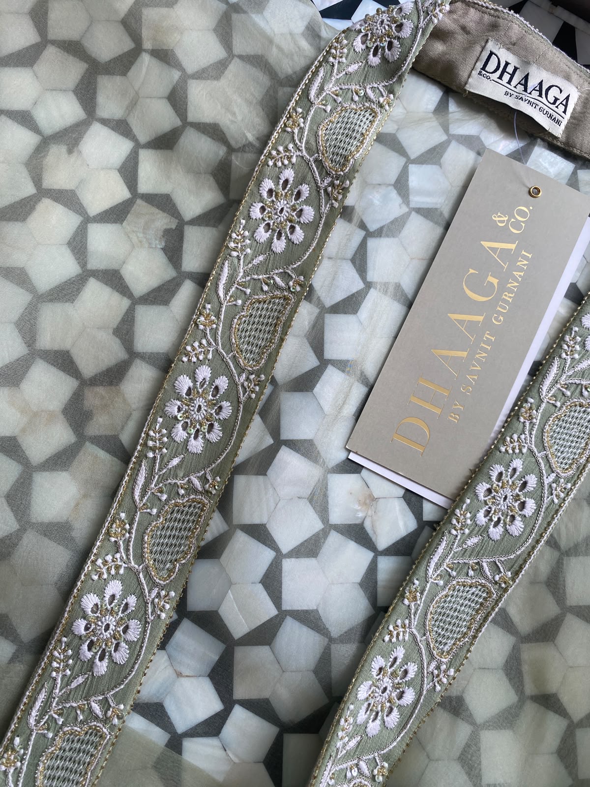 Pista Green Organza Chikankari Border Co-Ord Set