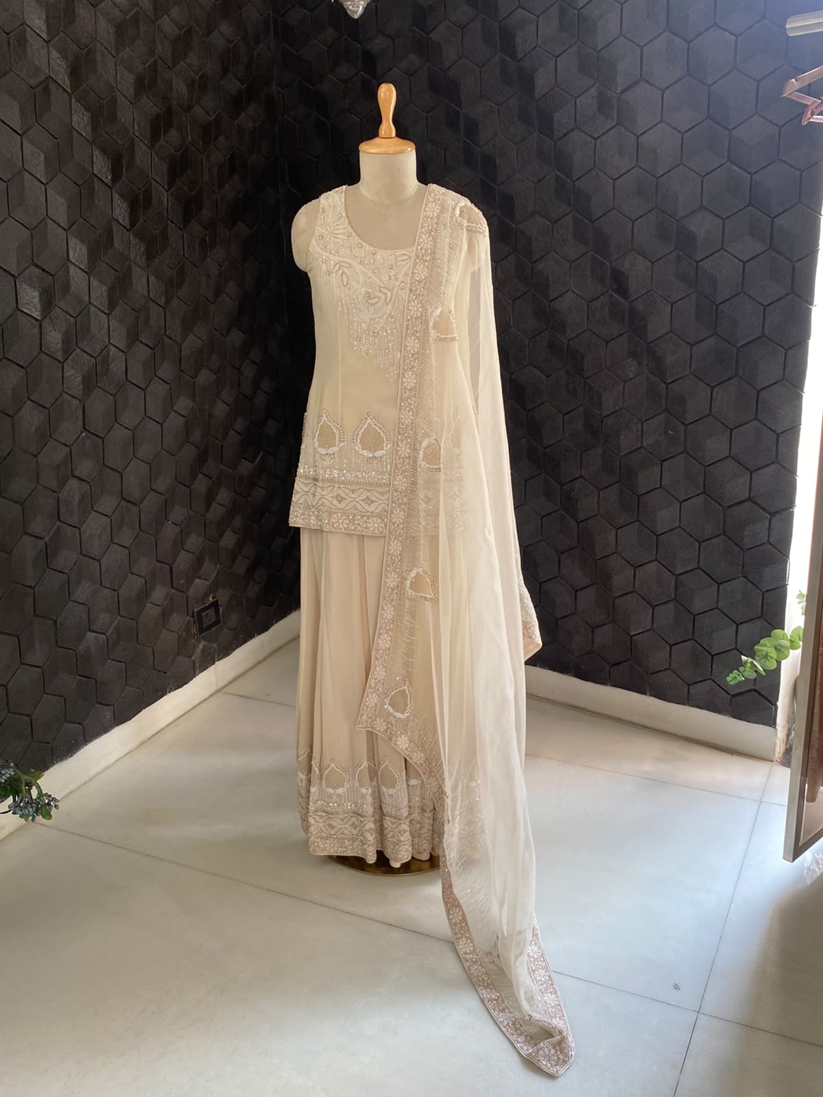 Ivory Intricate Chikankari Sharara Set