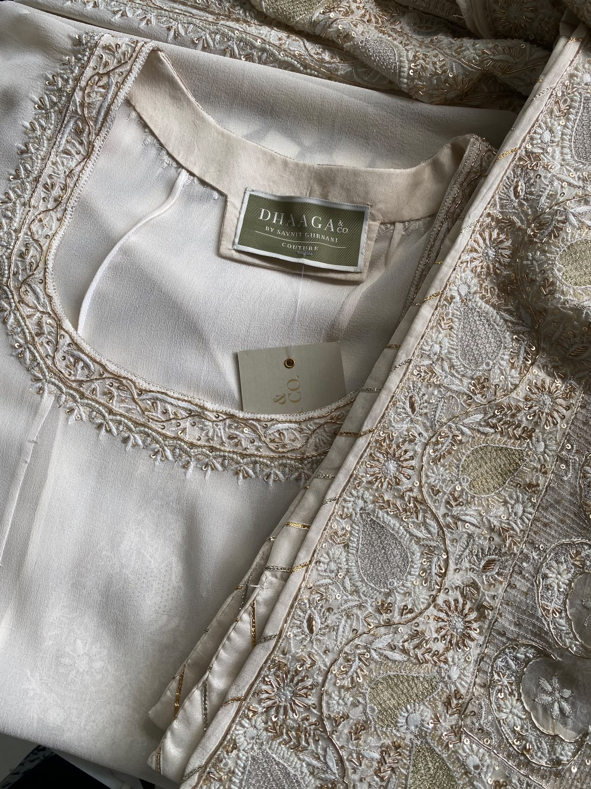 Ivory Georgette Embroidered Anarkali Set