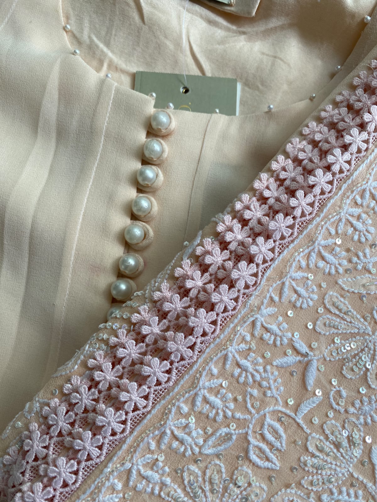 Peach Georgette Anarkali Set with Embroidered Dupatta