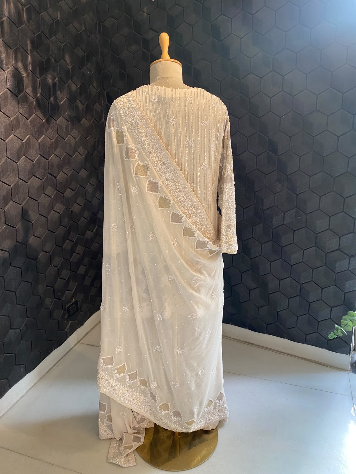 Ivory Embroidered Kurta Sharara Set