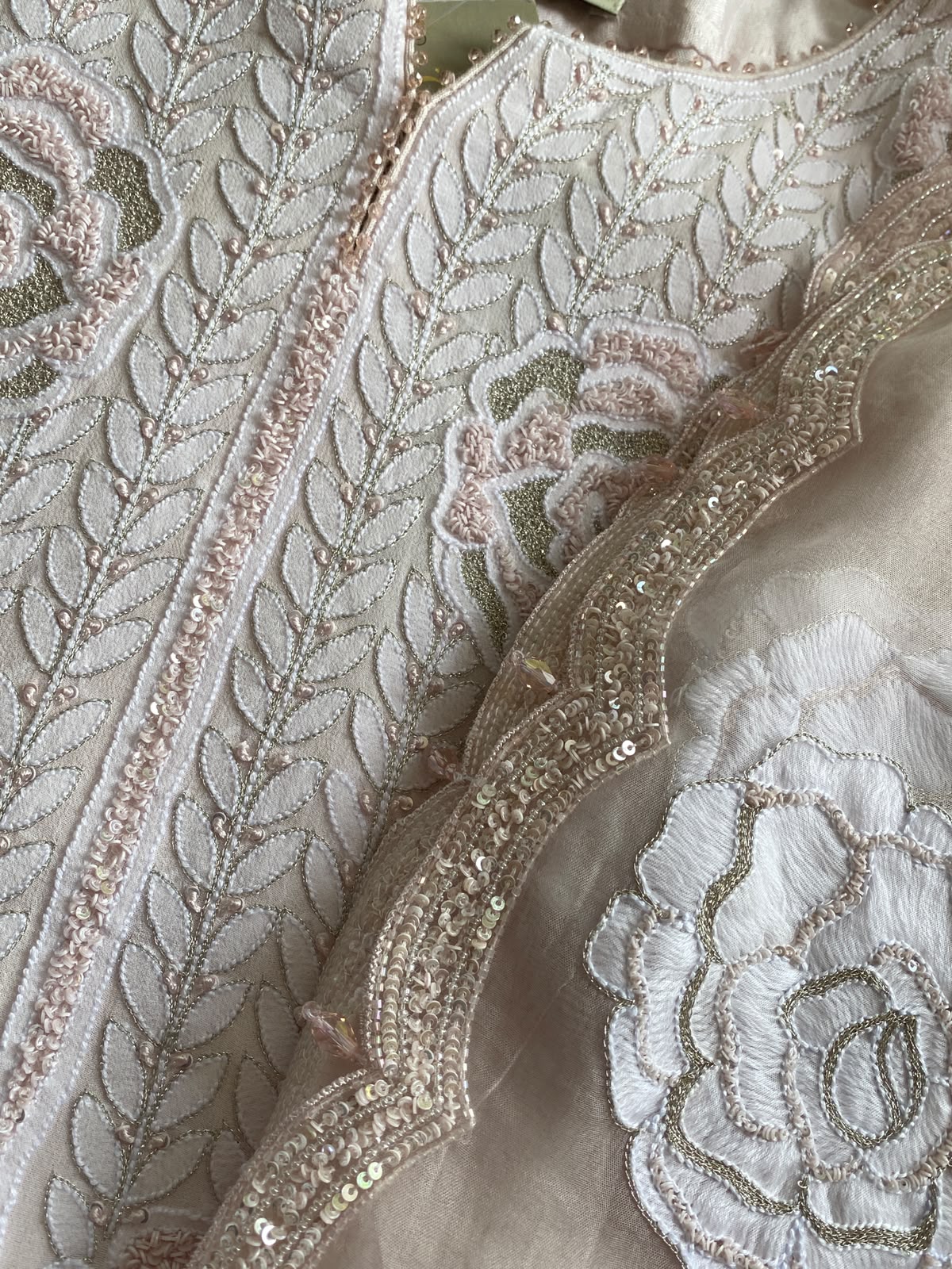 Pink Floral Embroidered Sharara Set