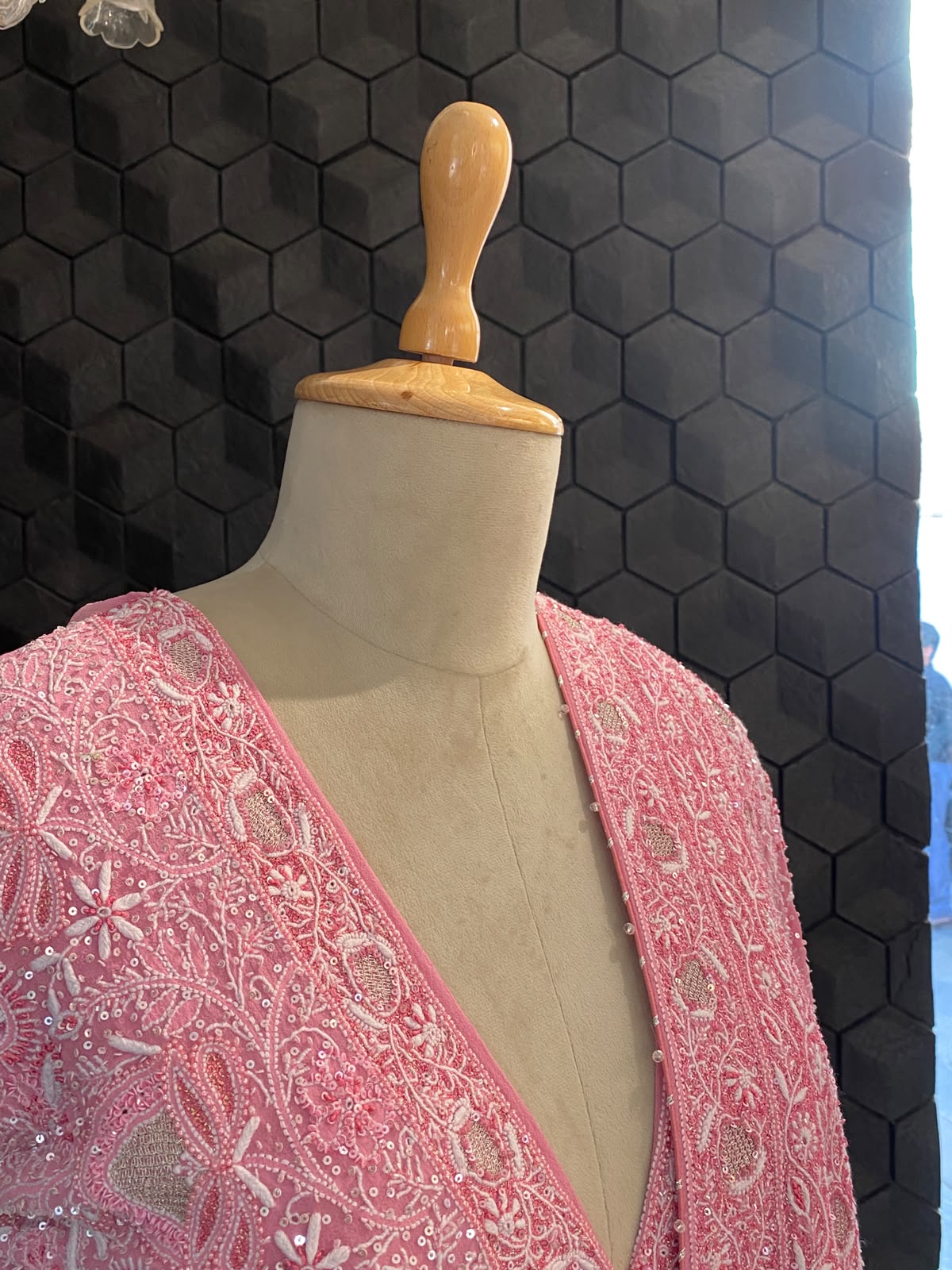 Pink Embroidered Georgette Lehenga Set