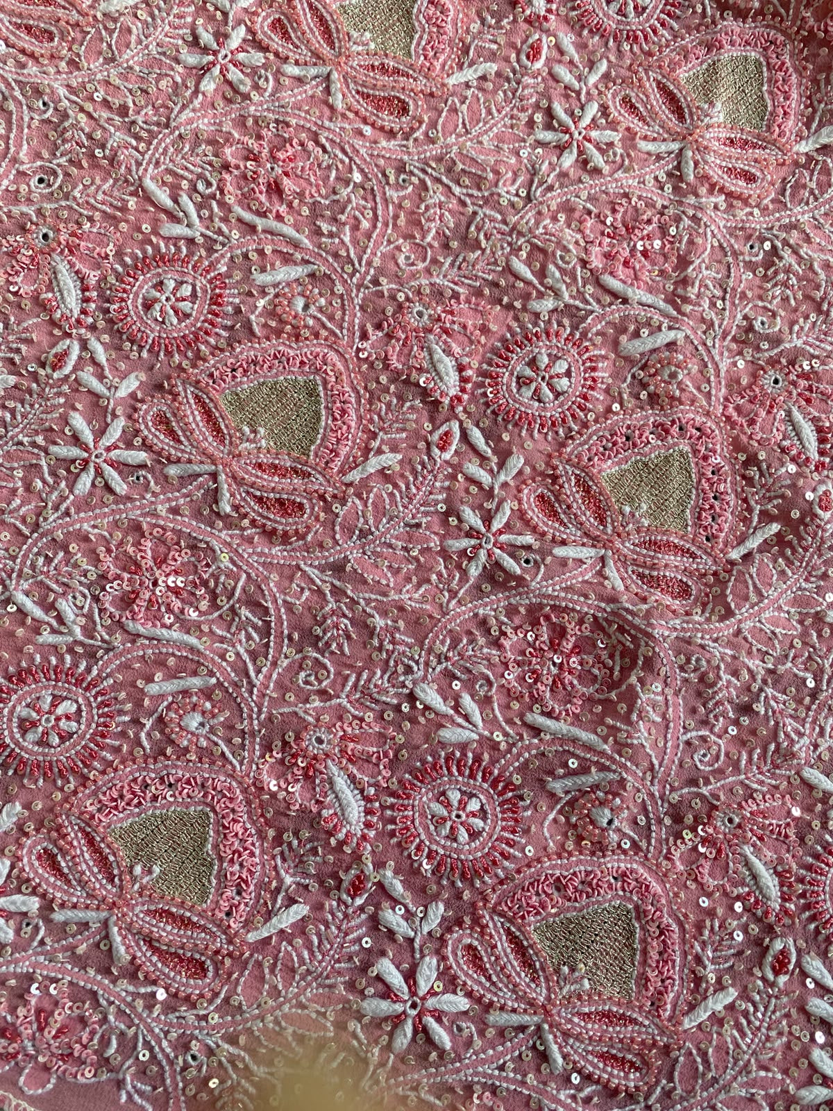 Pink Embroidered Georgette Lehenga Set