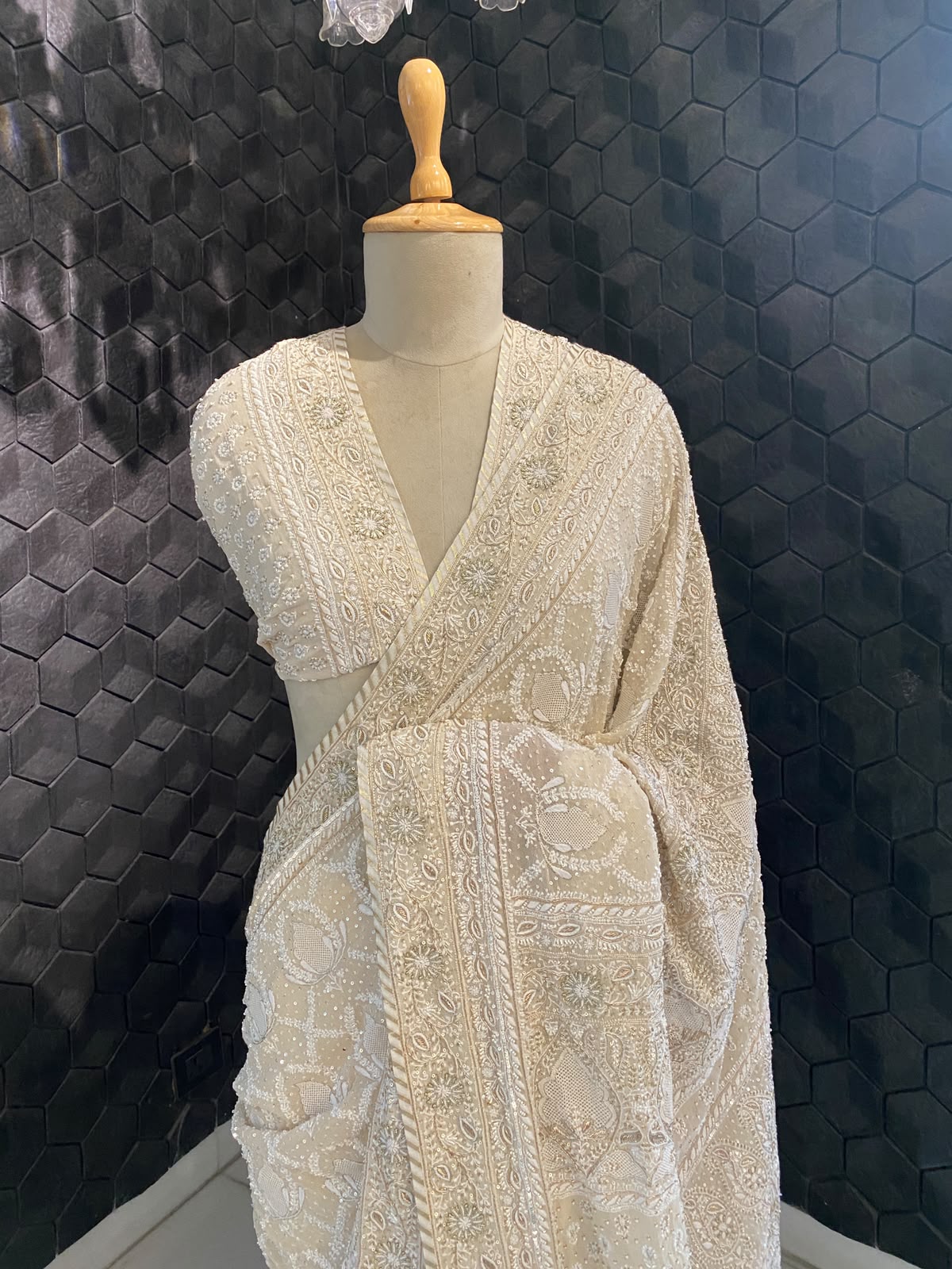 Ivory Noor Georgette Saree