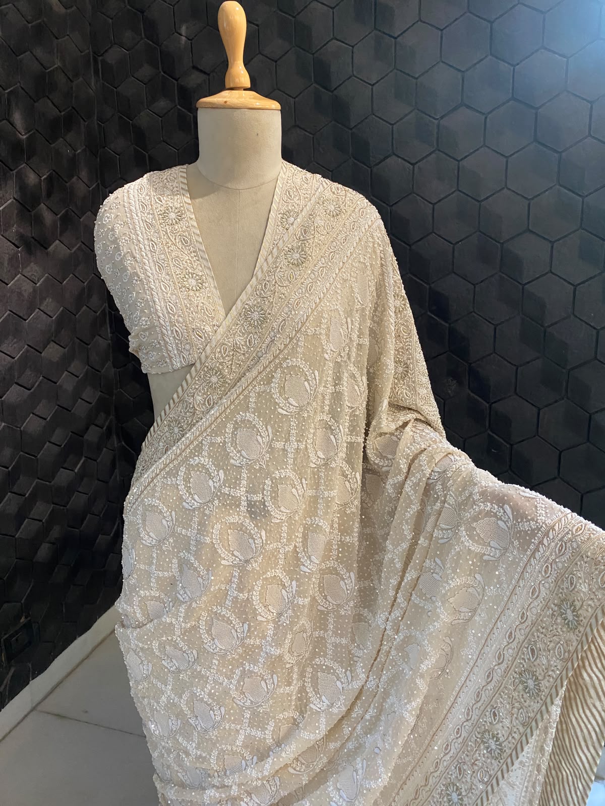 Ivory Noor Georgette Saree