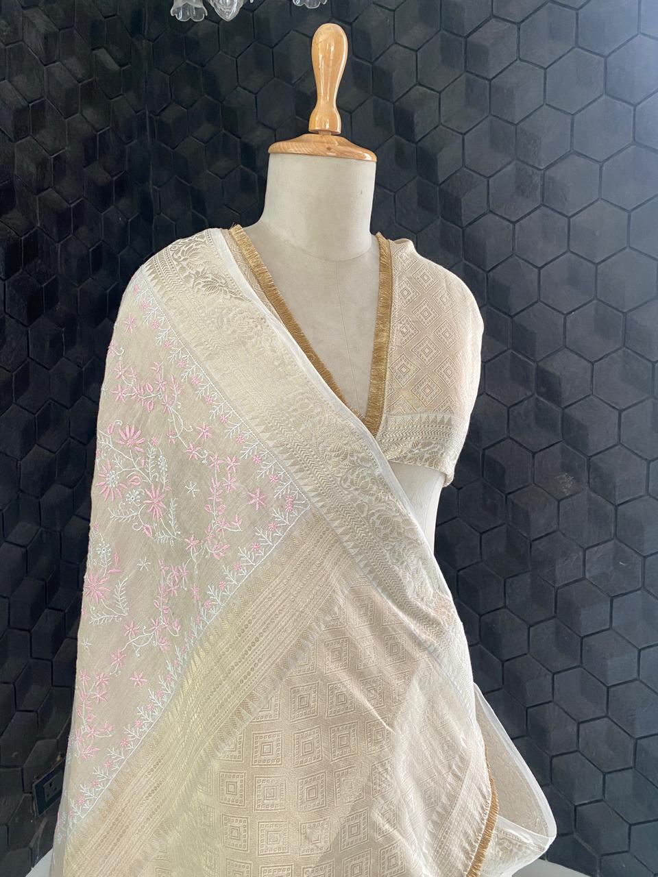 Ivory Tissue Saree