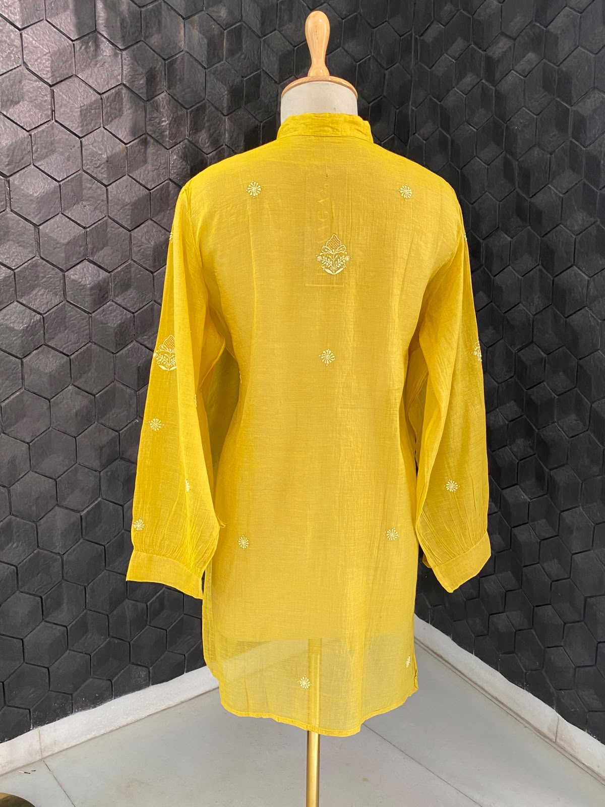 Yellow Golden Tissue Chikankari co-ord set