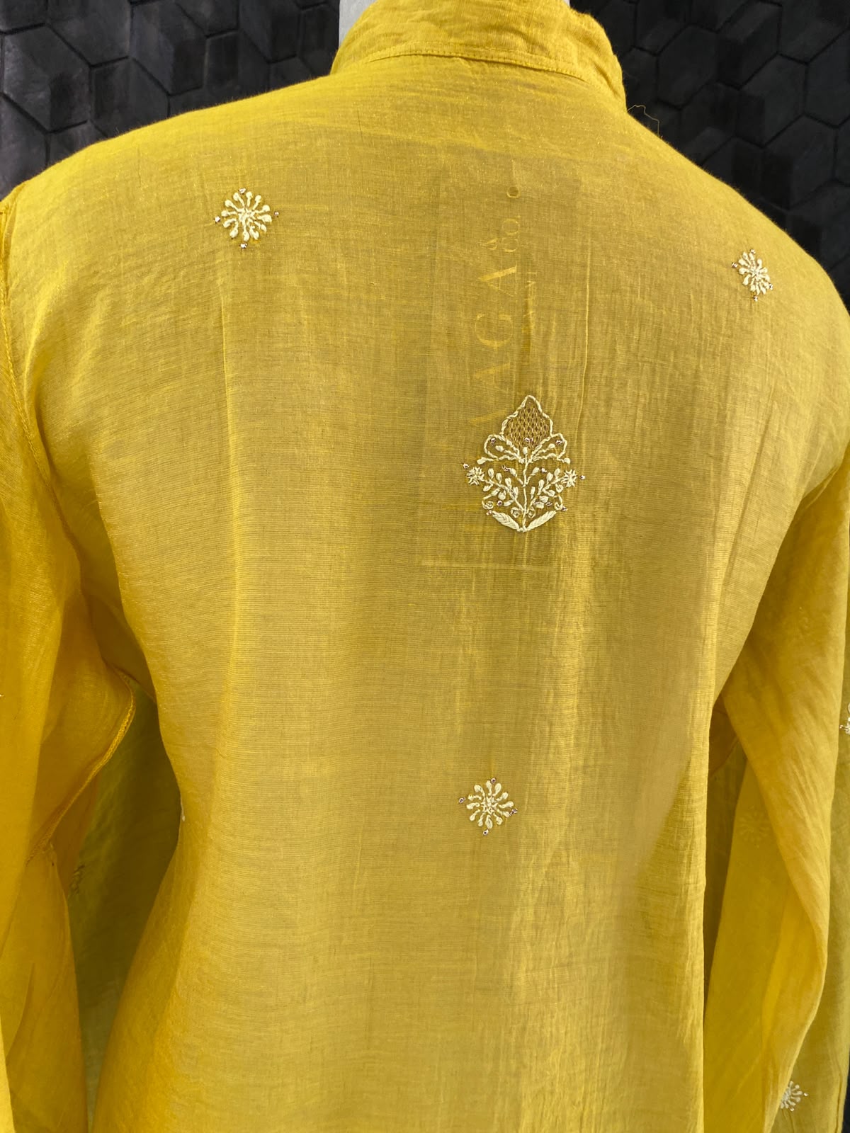 Yellow Golden Tissue Chikankari co-ord set