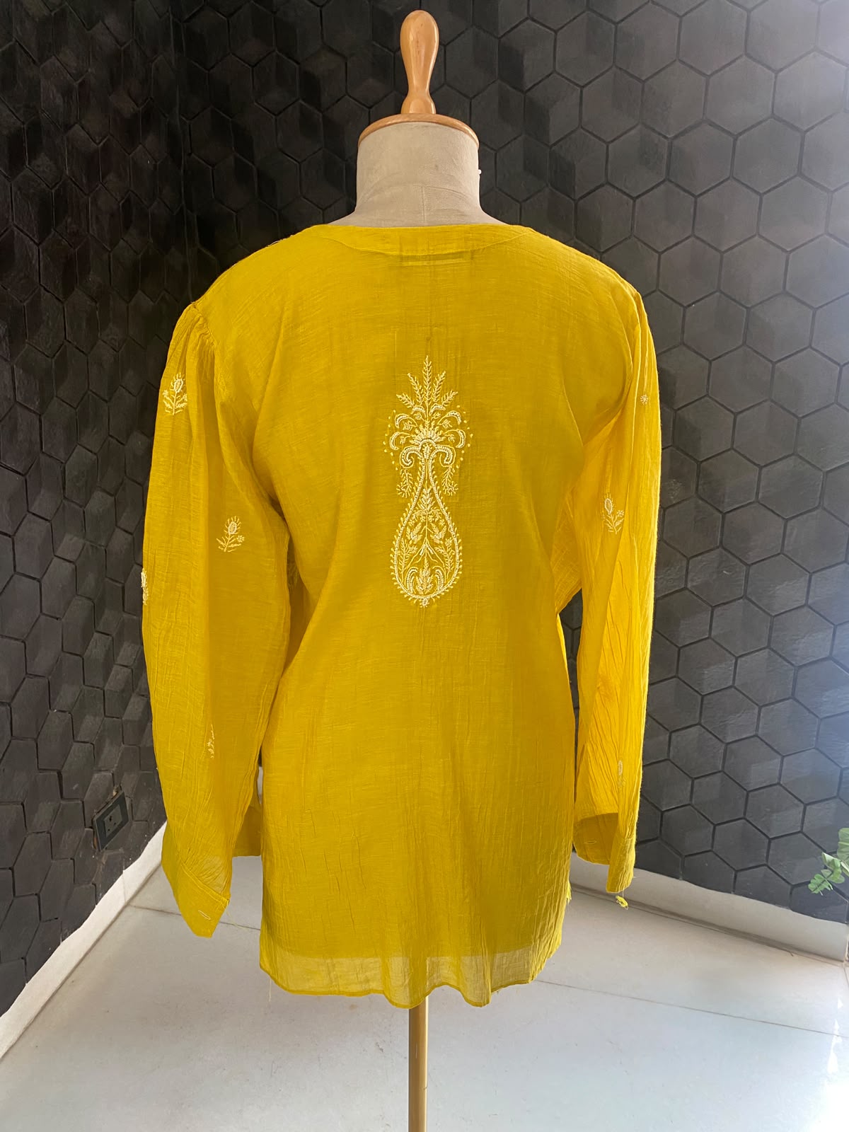 Sunflower Yellow Golden Tissue Chikankari co-ord set