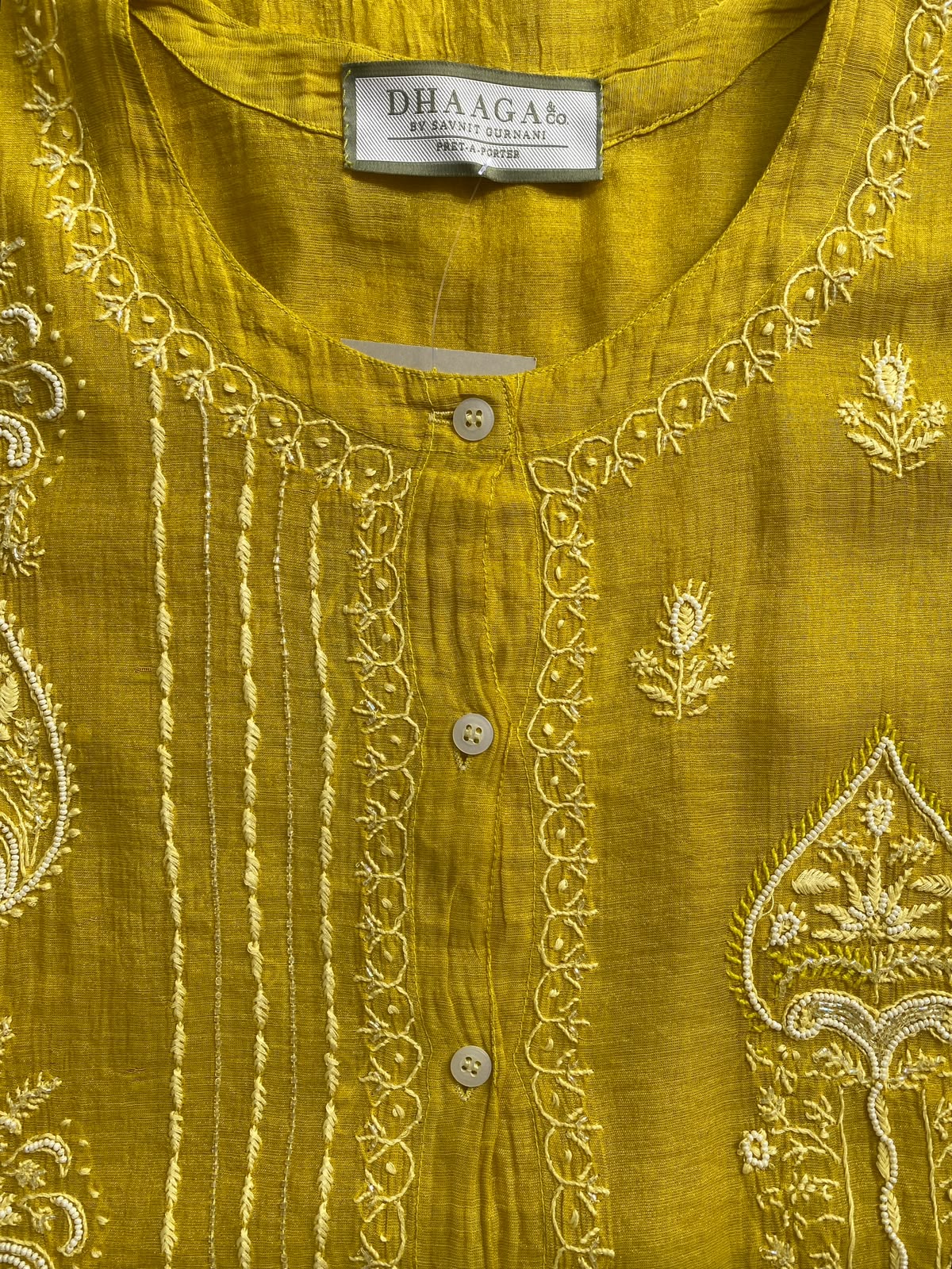 Sunflower Yellow Golden Tissue Chikankari co-ord set