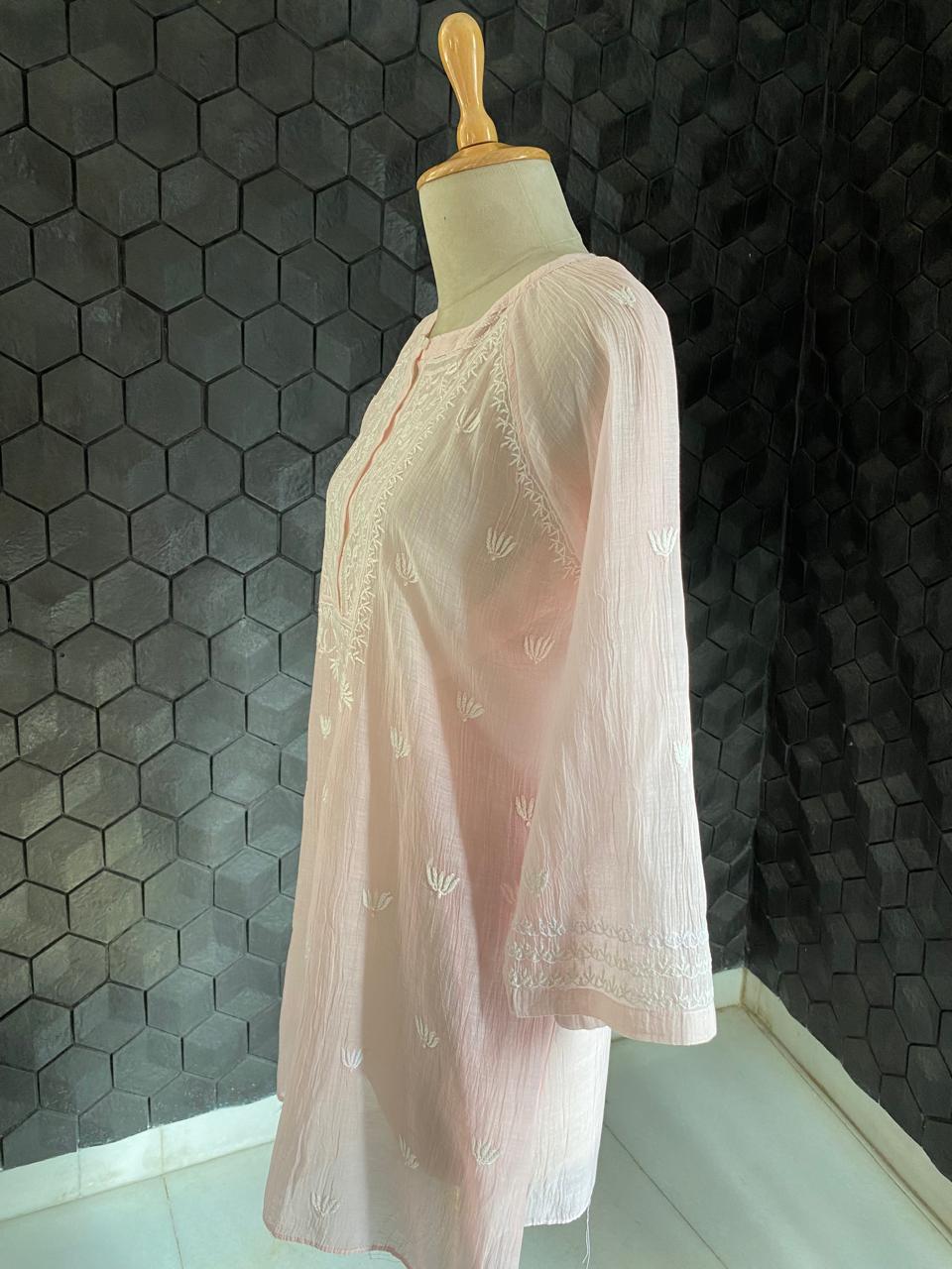 Lilac Mul Chanderi Chikankari Top