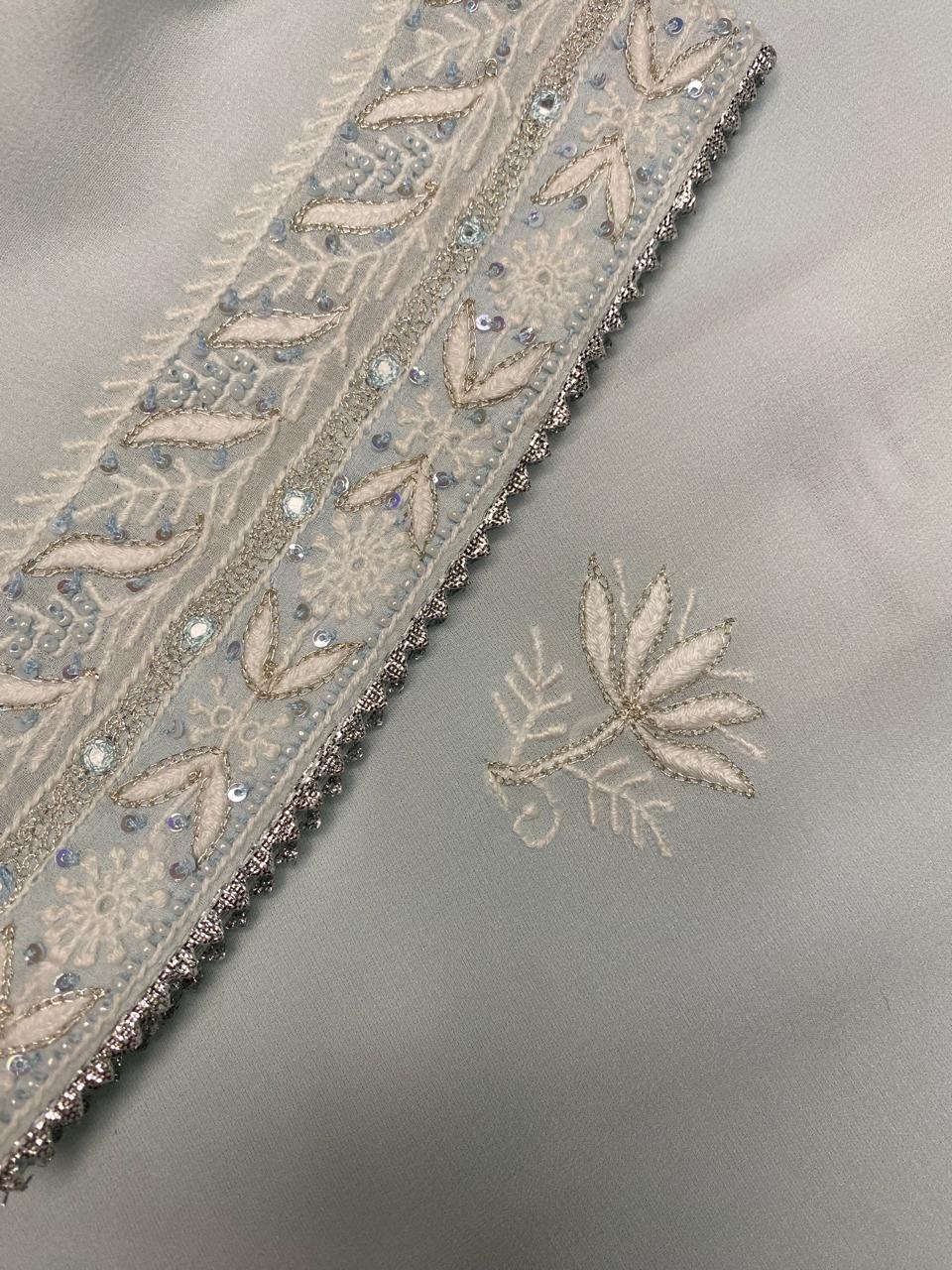 Powder Blue Georgette Chikankari Embroidered Kurta Set