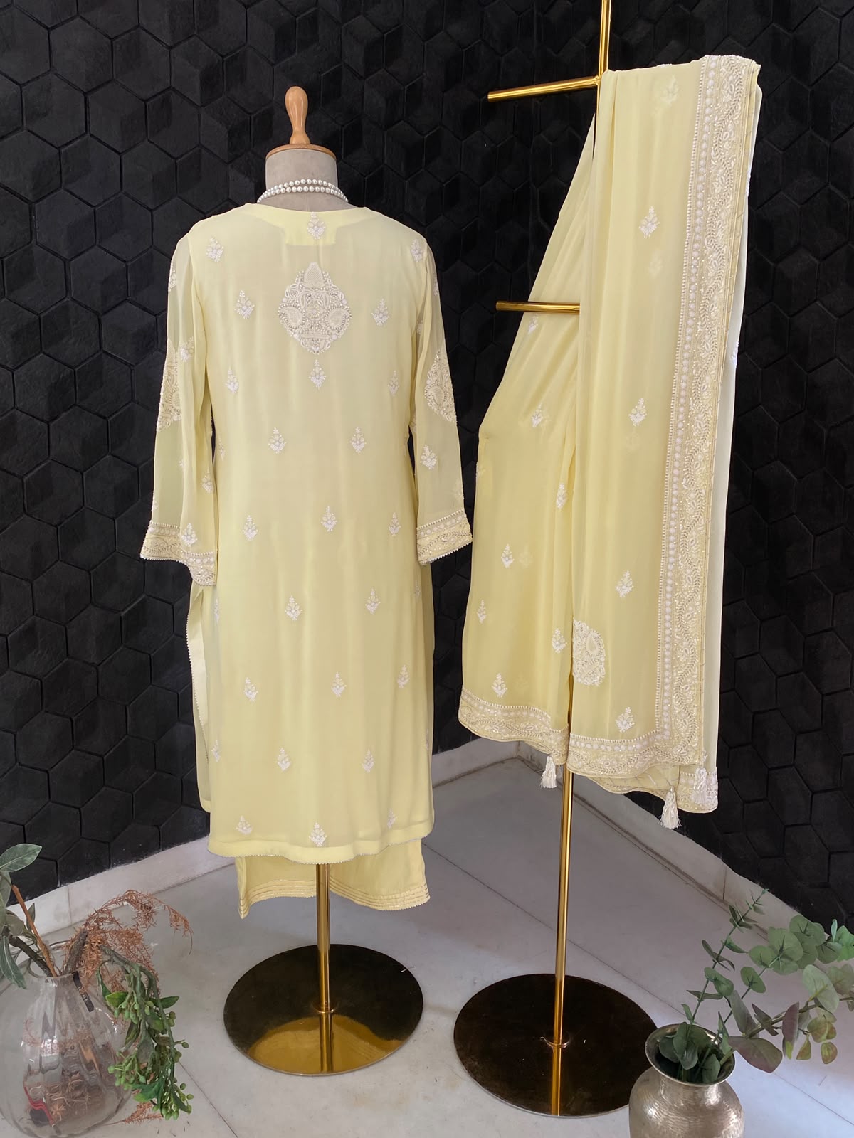 Yellow Chikankari Georgette Kurta Set