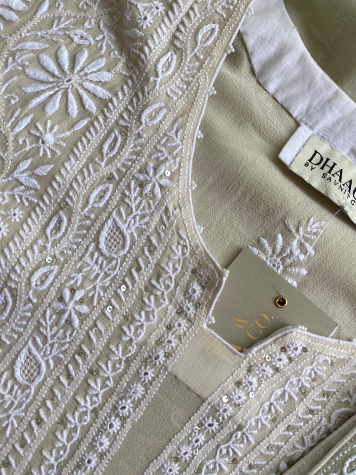 Ivory Ombre Georgette Chikankari Kurta Set