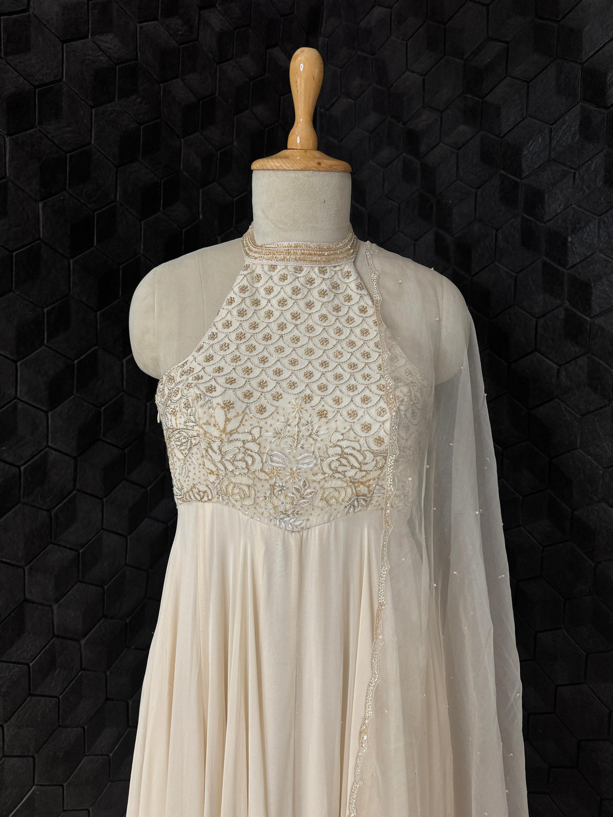 Ivory Halter Neck Dress