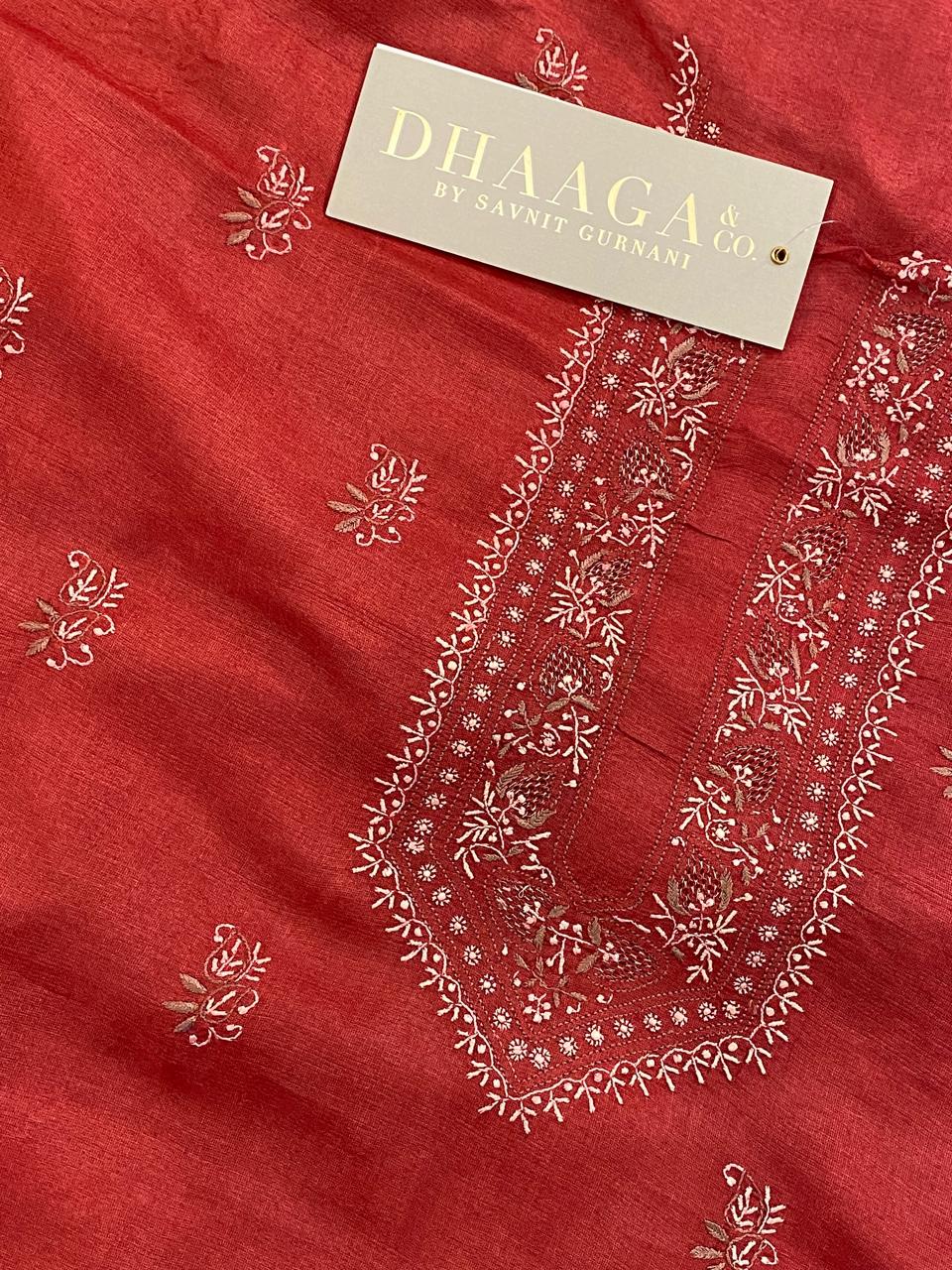 Red Tussar Silk Men's Kurta