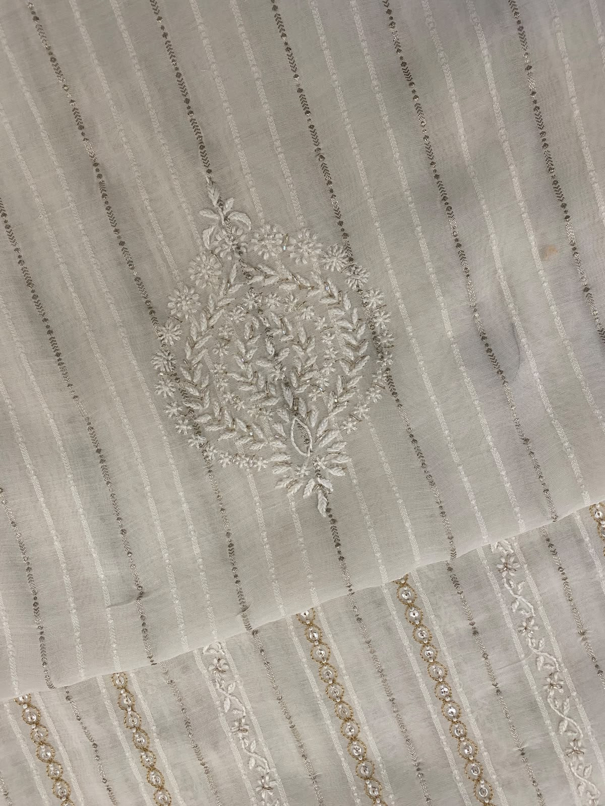 White & Gold Mul Chanderi Men's Kurta