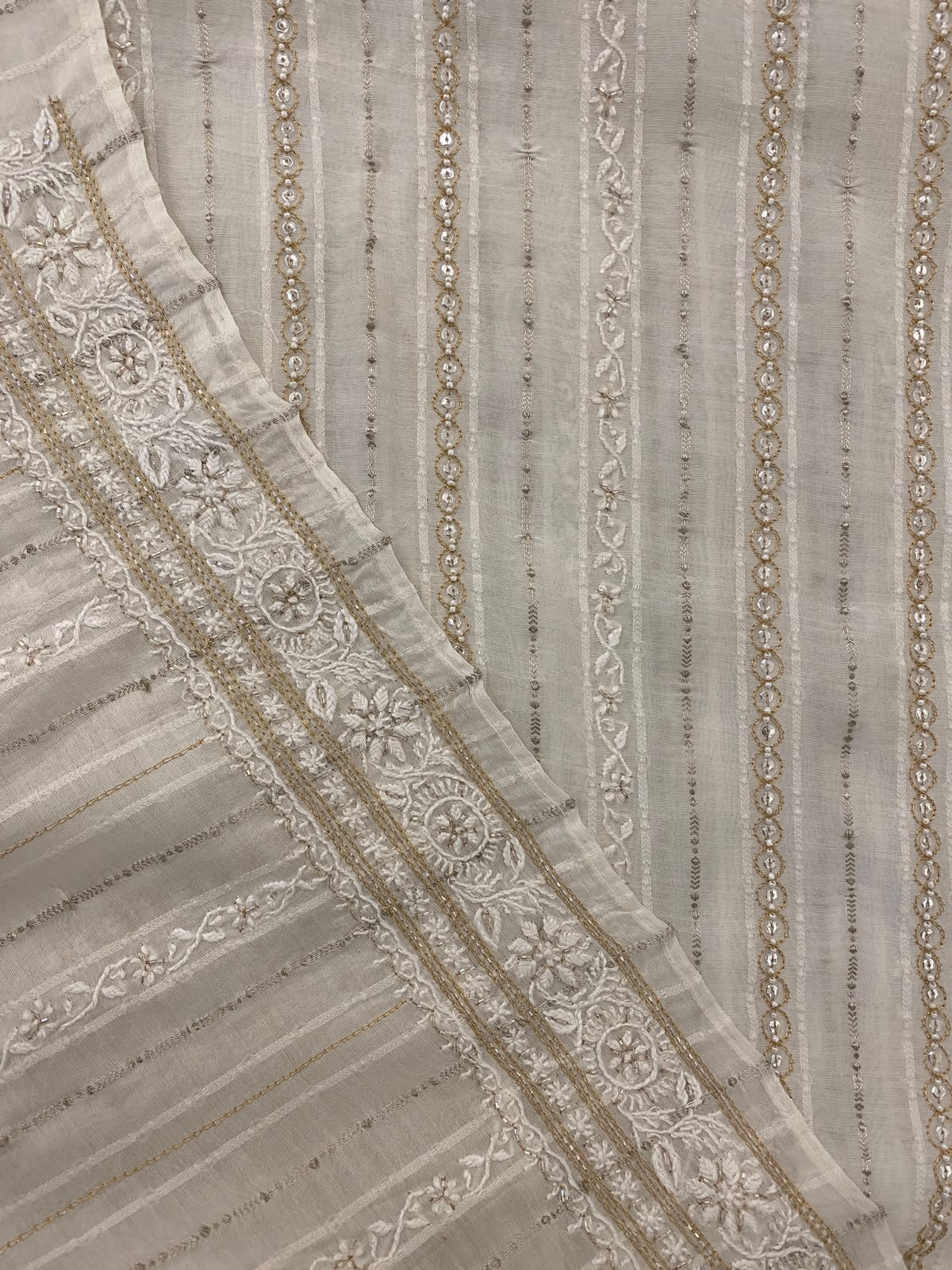 White & Gold Mul Chanderi Men's Kurta