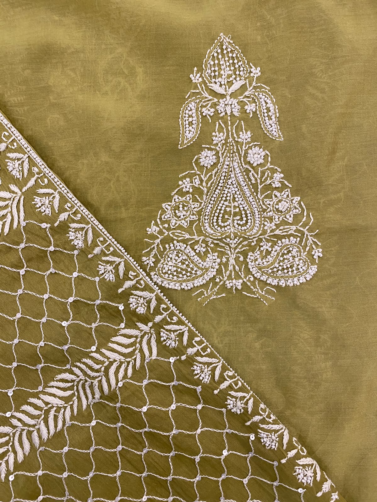 Olive Green Chanderi Men's Kurta