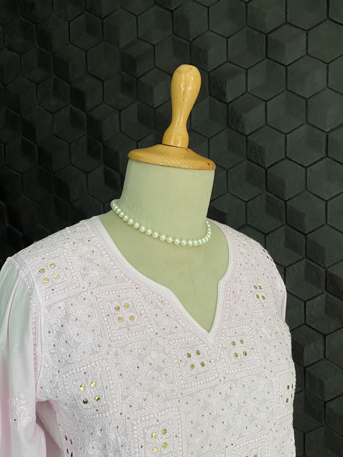 Powder Pink Cotton Chikankari Anarkali
