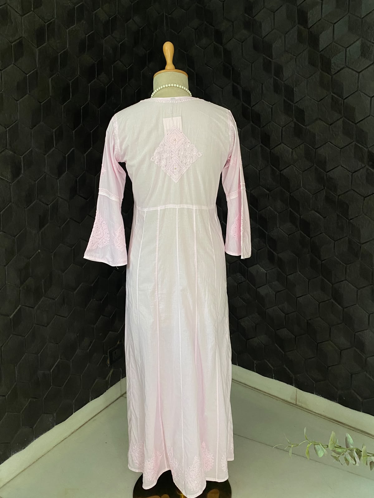 Powder Pink Cotton Chikankari Anarkali