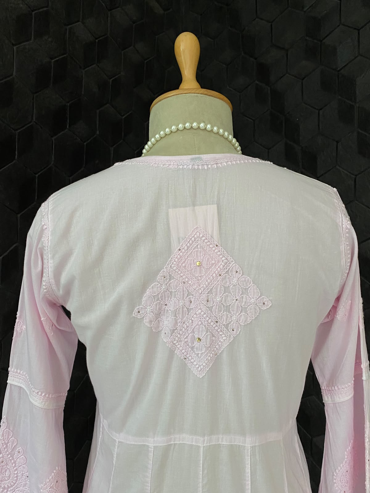 Powder Pink Cotton Chikankari Anarkali