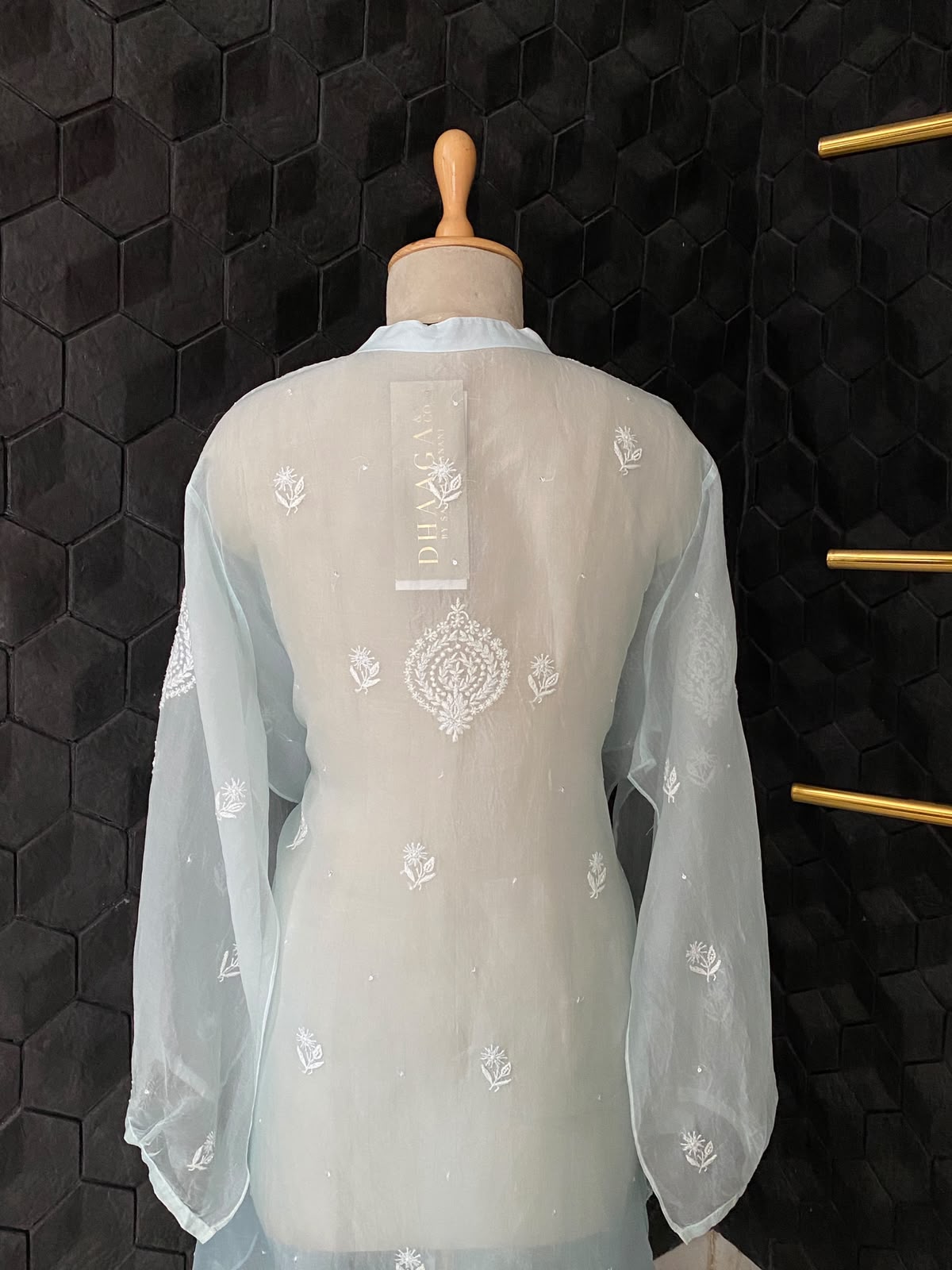 Ice Blue Organza Embroidered Co-ord Set