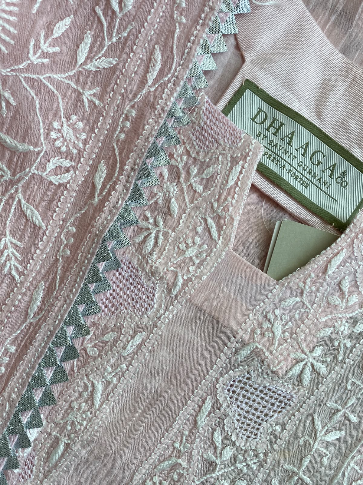 Blush Pink Mul Chanderi Embroidered Kurta Set