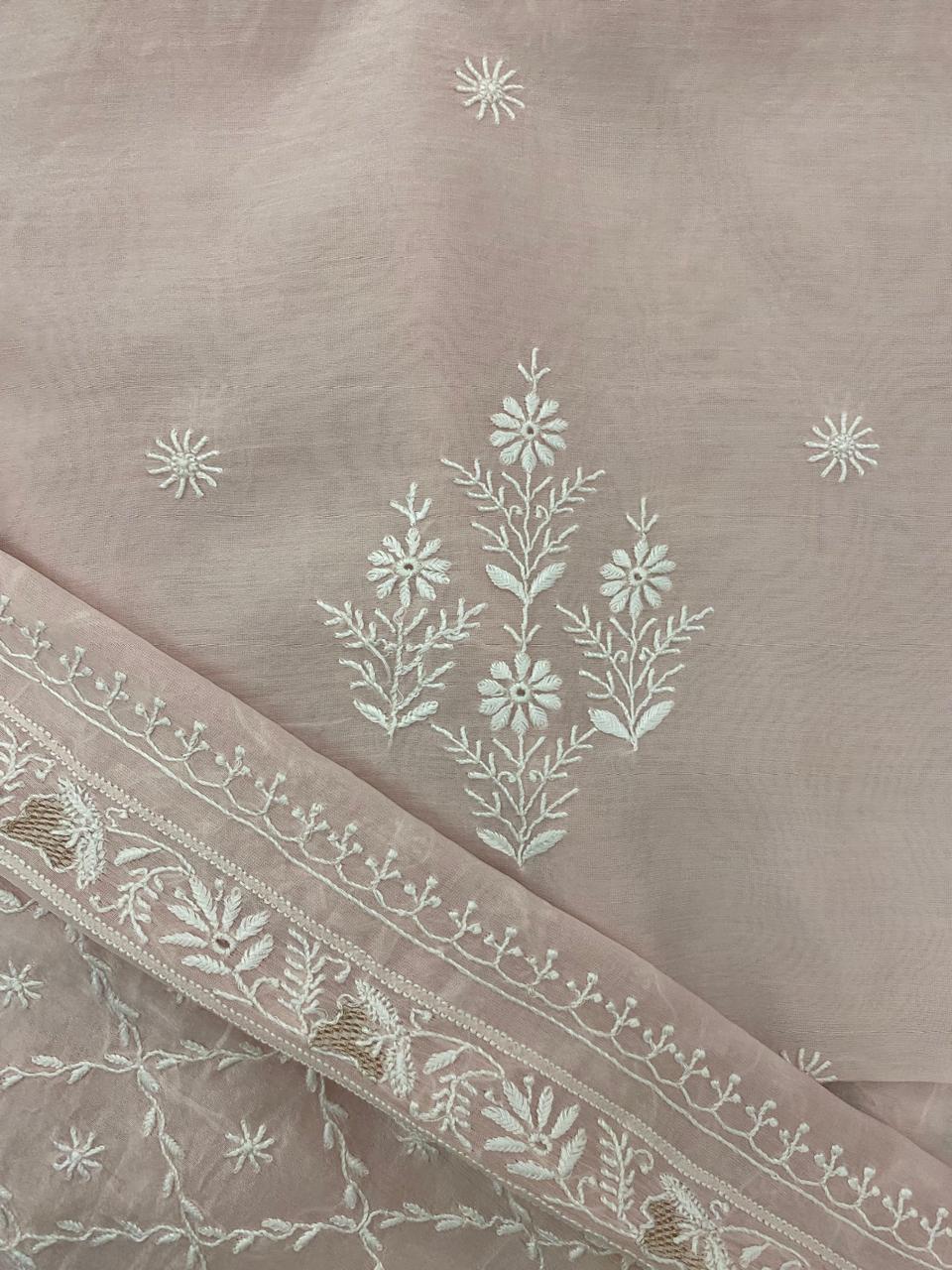 Blush Pink Mul Chanderi Fabric