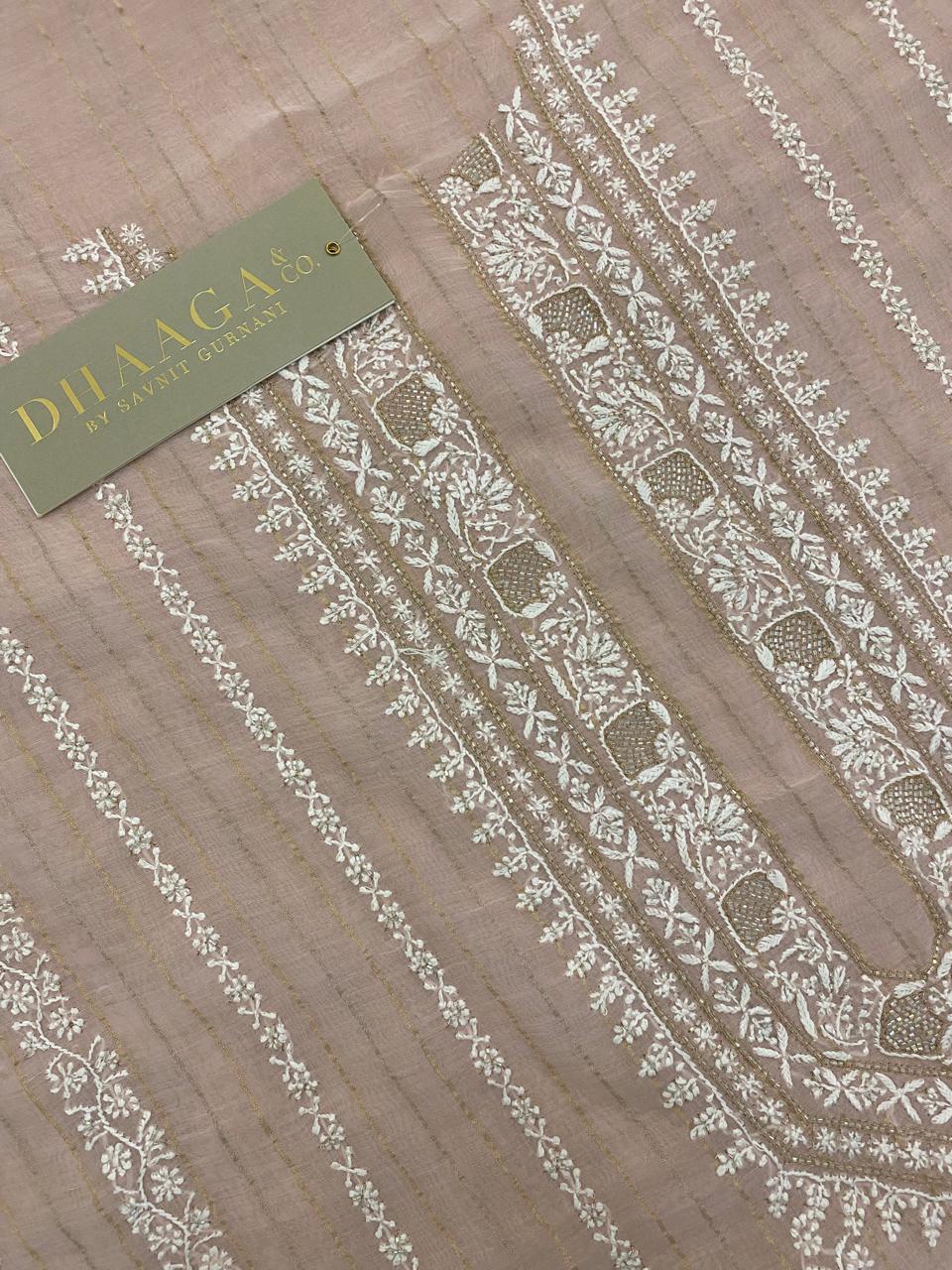 Blush Pink Striped Mul Men's Kurta