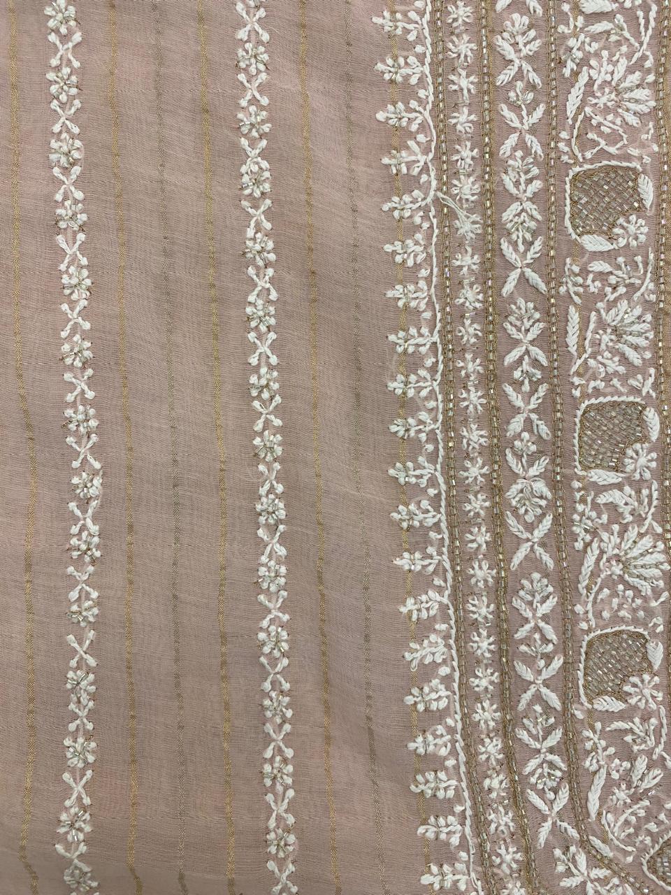 Blush Pink Striped Mul Men's Kurta