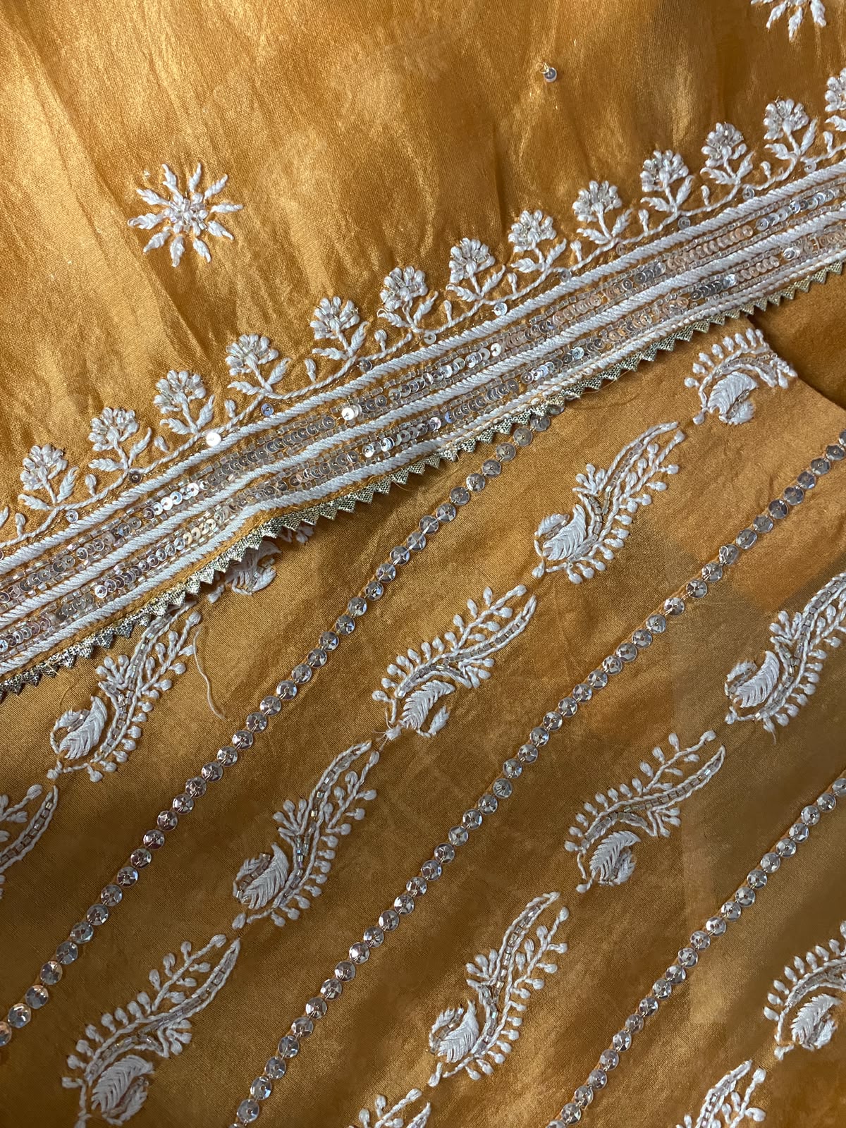 Orange Mul Chanderi Anarkali Set