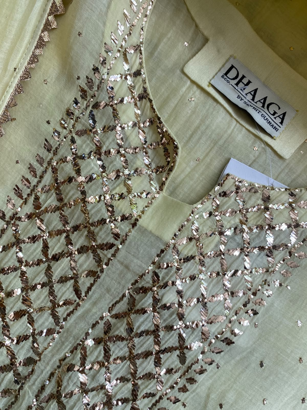 Butter Yellow Mul Chanderi kurta Set