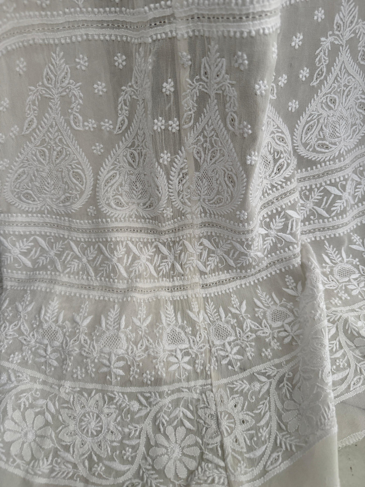 White Georgette Chikankari Lehenga Set
