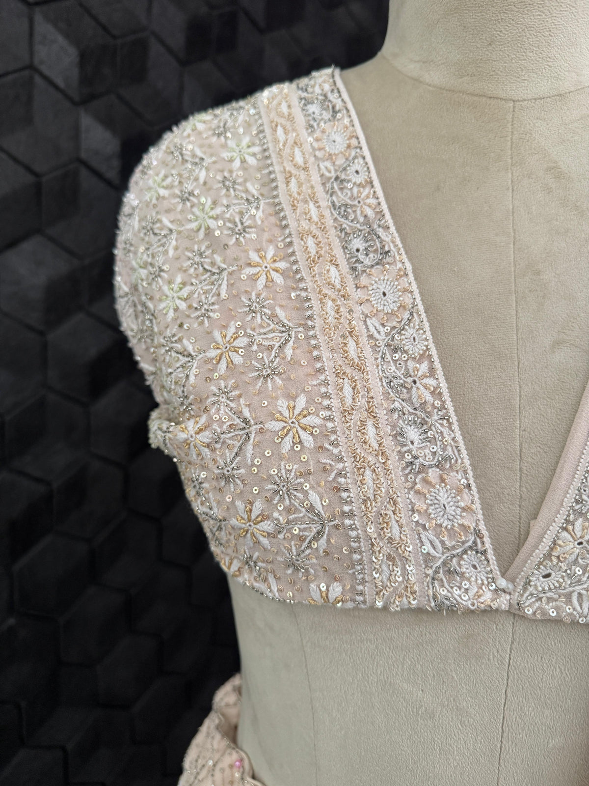 Blush Pink Georgette Chikankari Lehenga Set