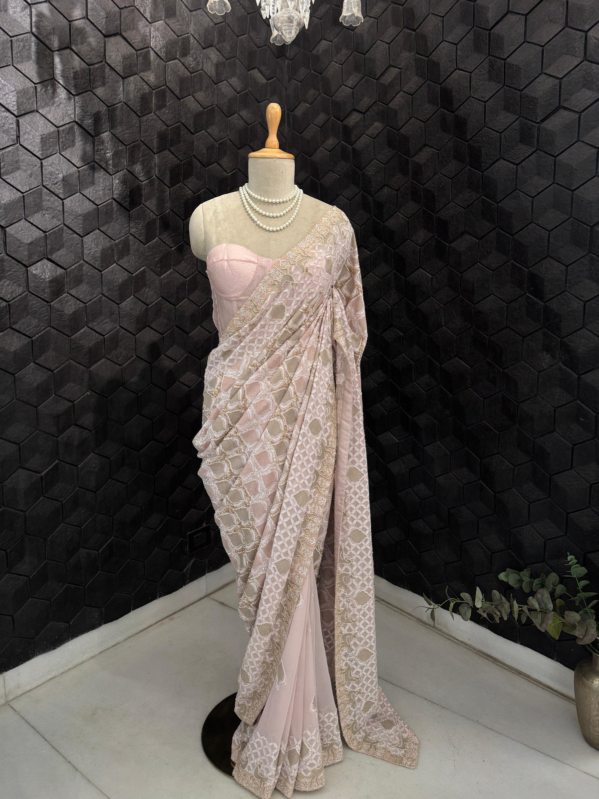 The Deer Saree in Dual toned Kasab Jaal Motifs
