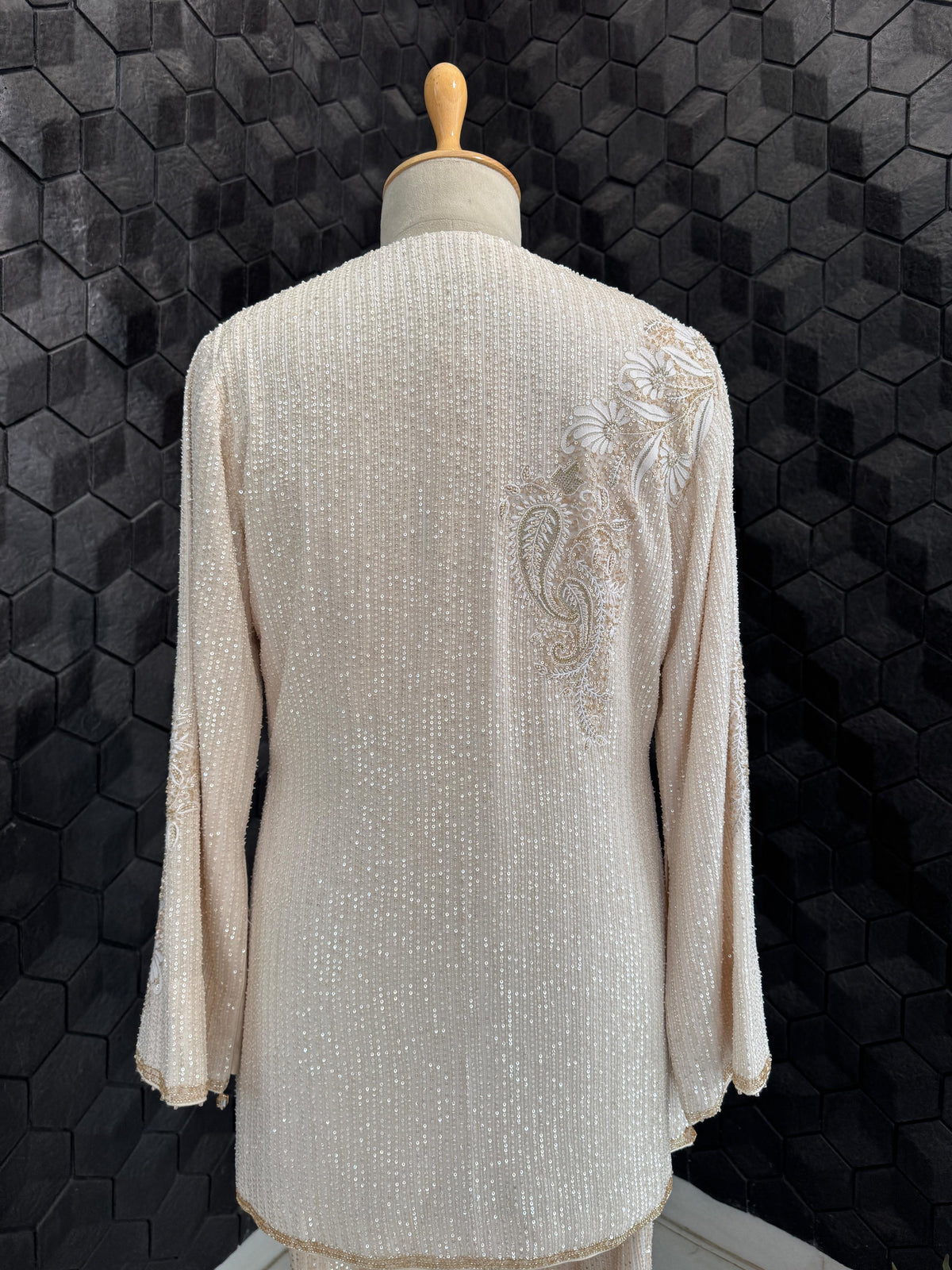 Ivory Floral Georgette Gilet Set