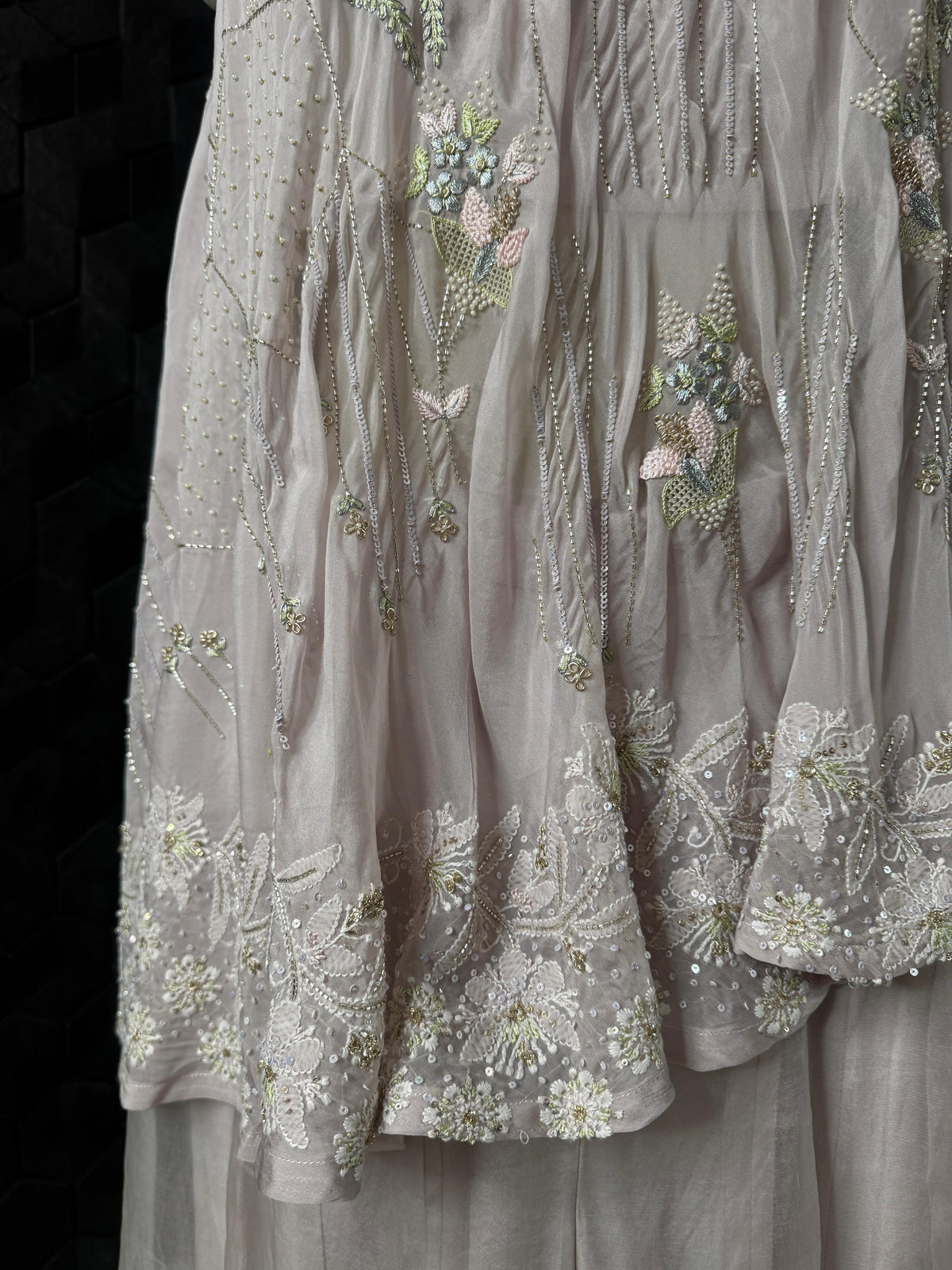 Lilac Organza Top & Sharara in Chikankari
