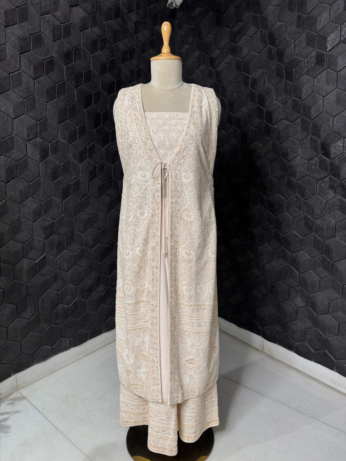 Ivory & Gold Long Jacket set