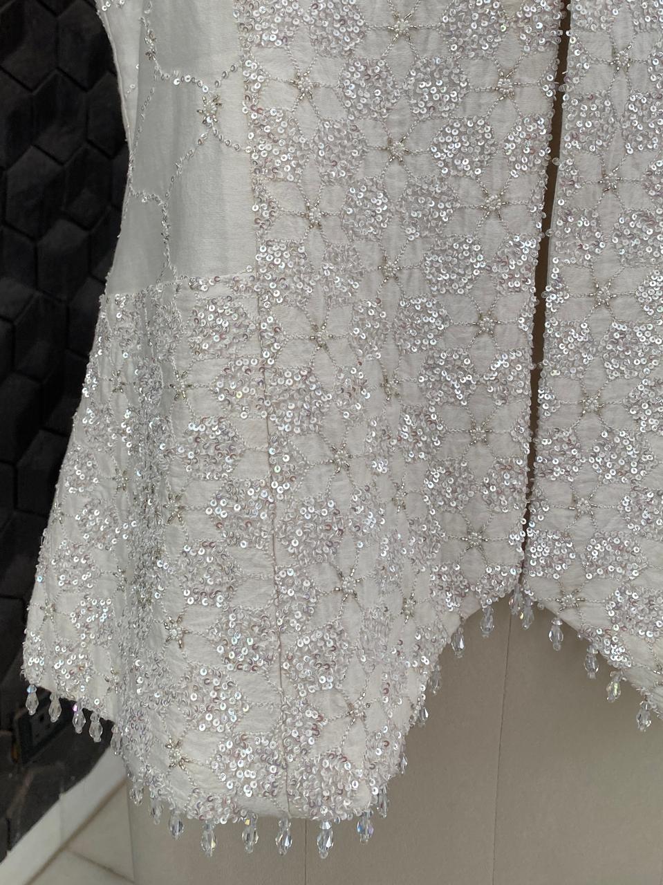 Off-White Chanderi Chikankari Jacket