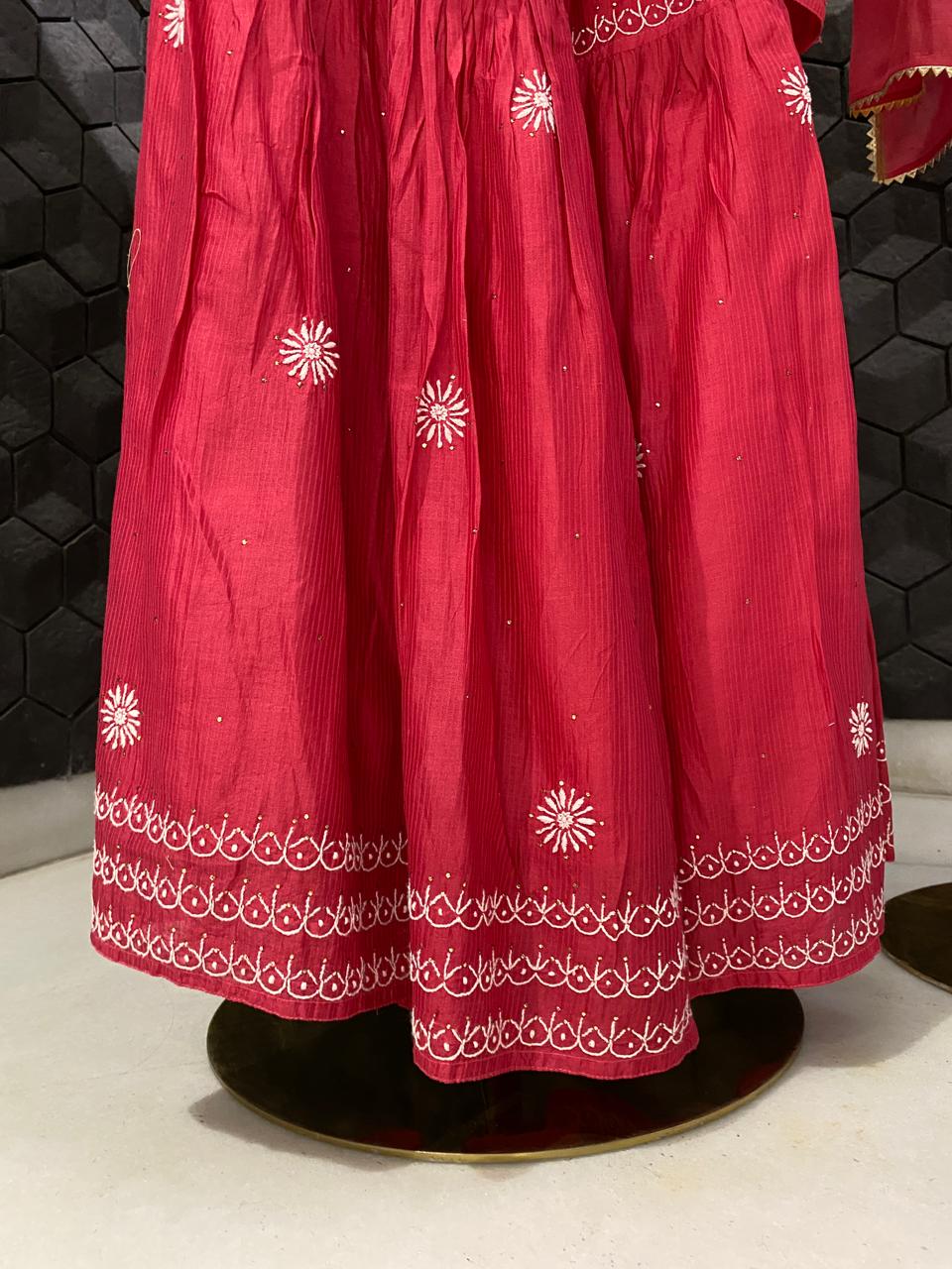 Fuschia Pink Mukaish & Chikankari and Mukaish Sharara Set
