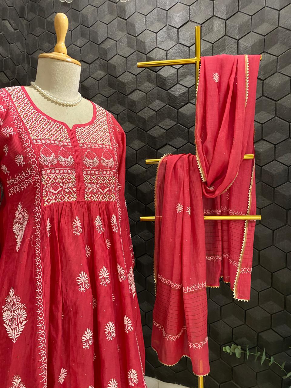 Fuschia Pink Mukaish & Chikankari and Mukaish Sharara Set