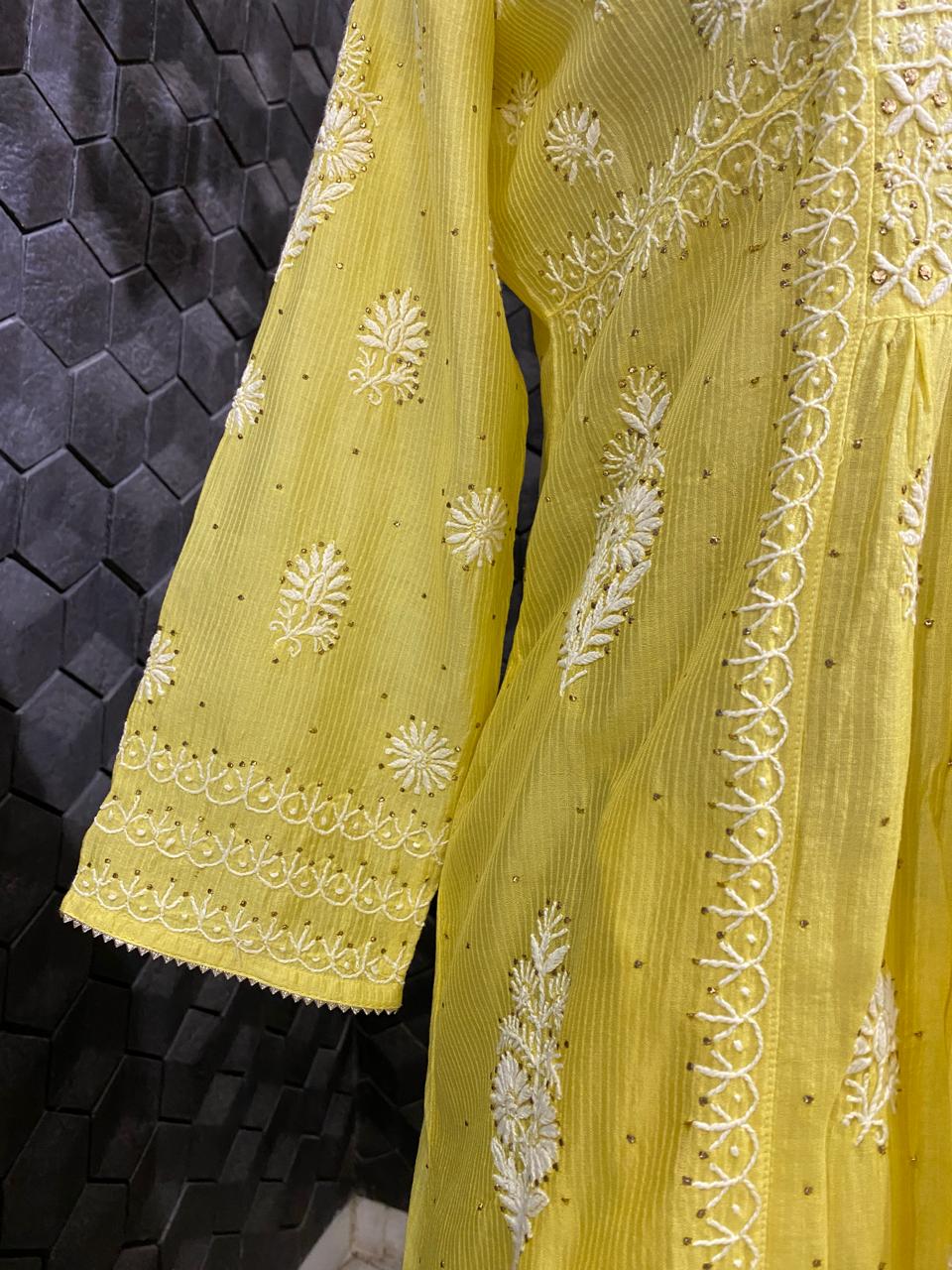 Yellow Mukaish & Chikankari and Mukaish Sharara Set